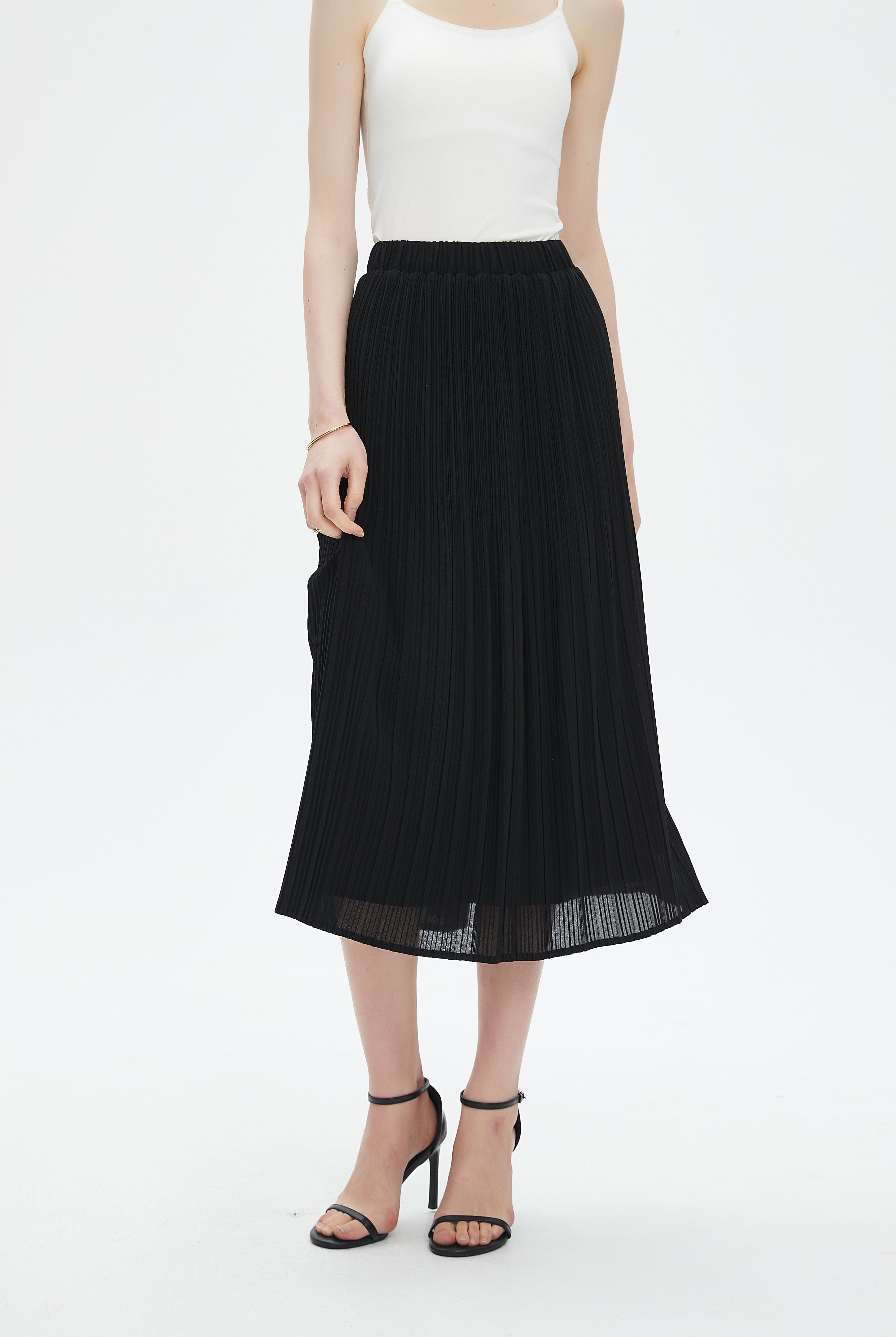 نتشي تنورة ميدي نسائية مطاطة بليسية