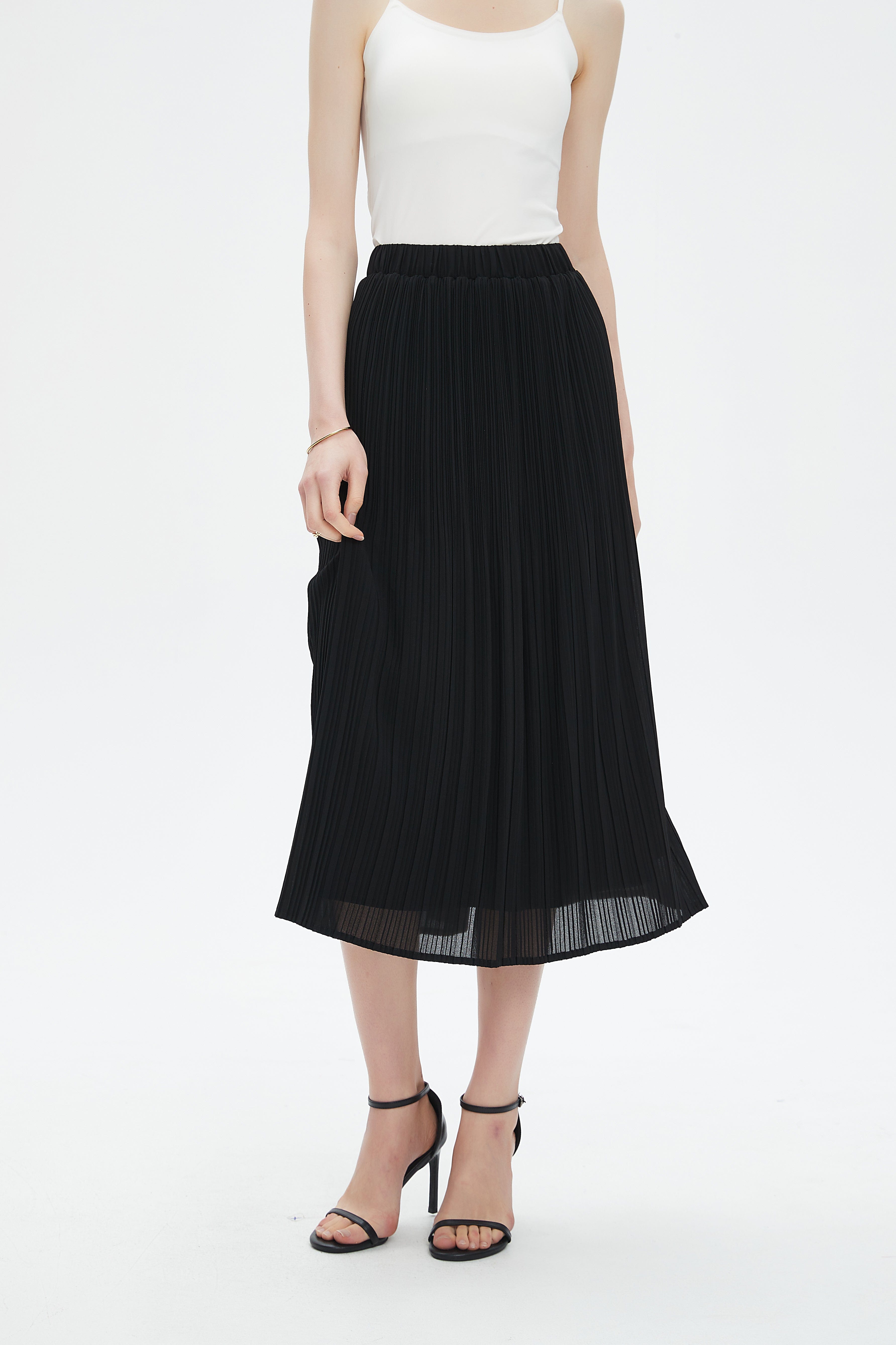 نتشي تنورة ميدي نسائية مطاطة بليسية