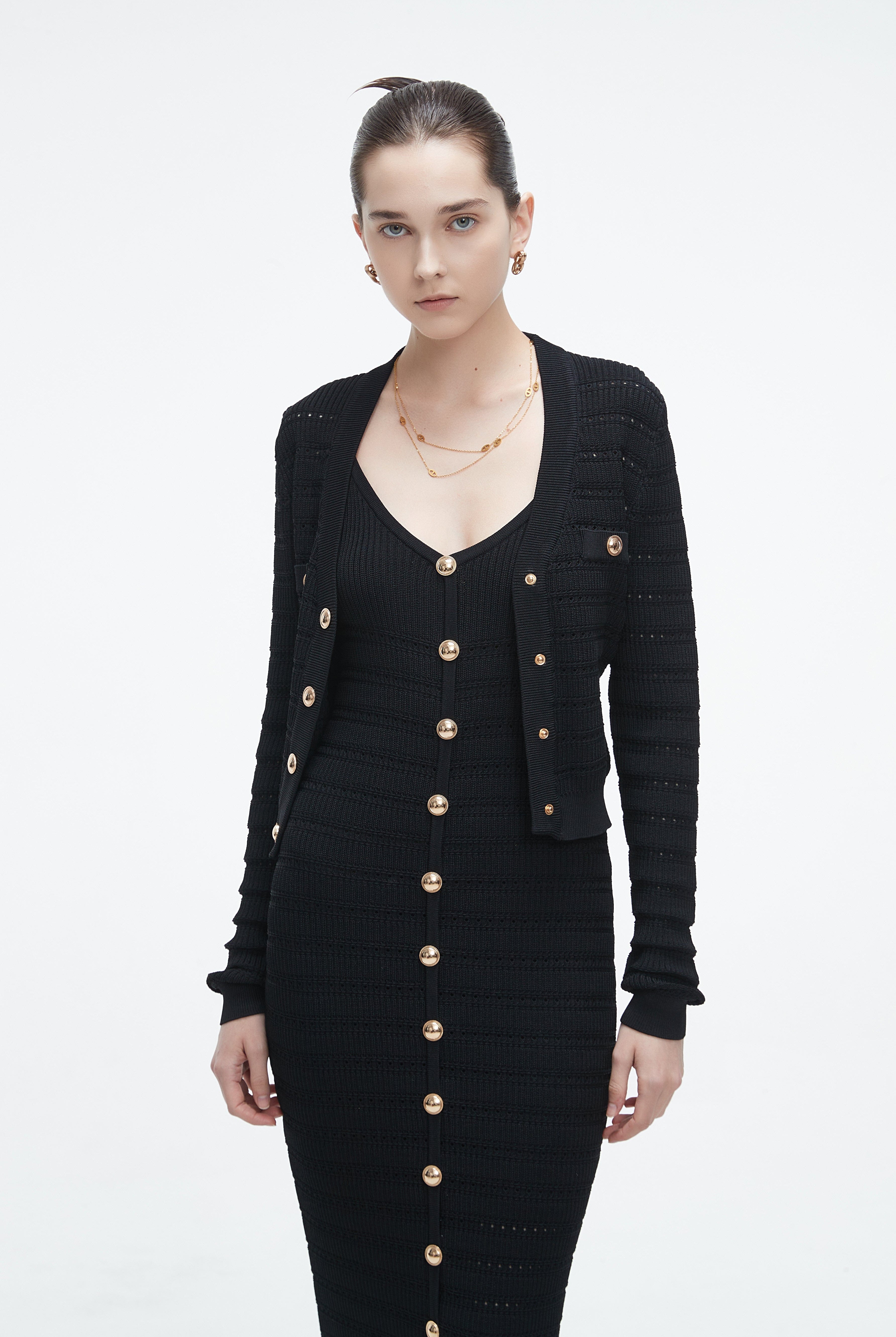 يولا بلوزة نسائية صوف بأكمام طويلة مخرمة