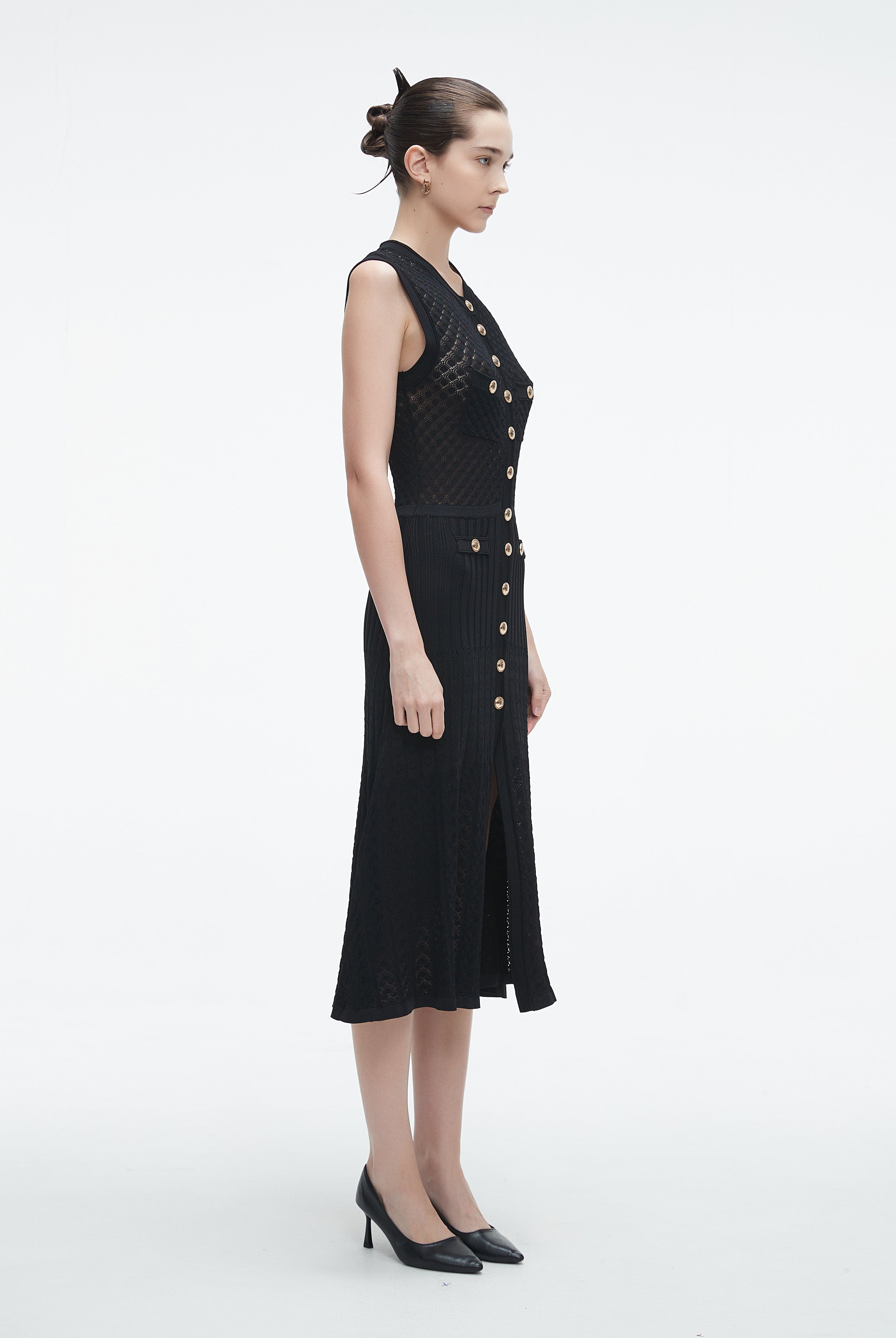 يولا فستان ميدي نسائي كات بأزرار أمامية وفتحة