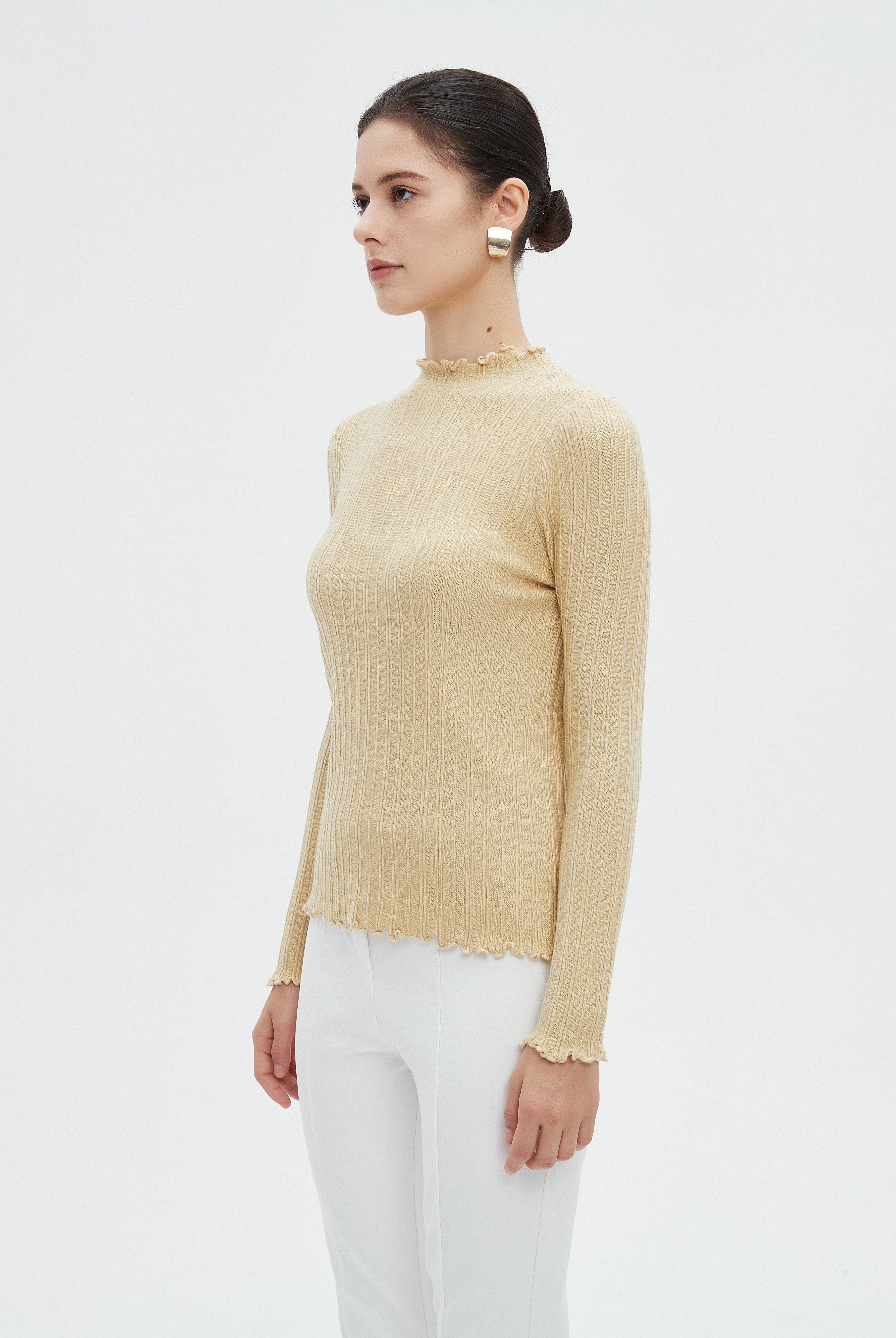 ميكا بلوزة نسائية شتوية طويلة باكمام طويلة ورقبة عالية