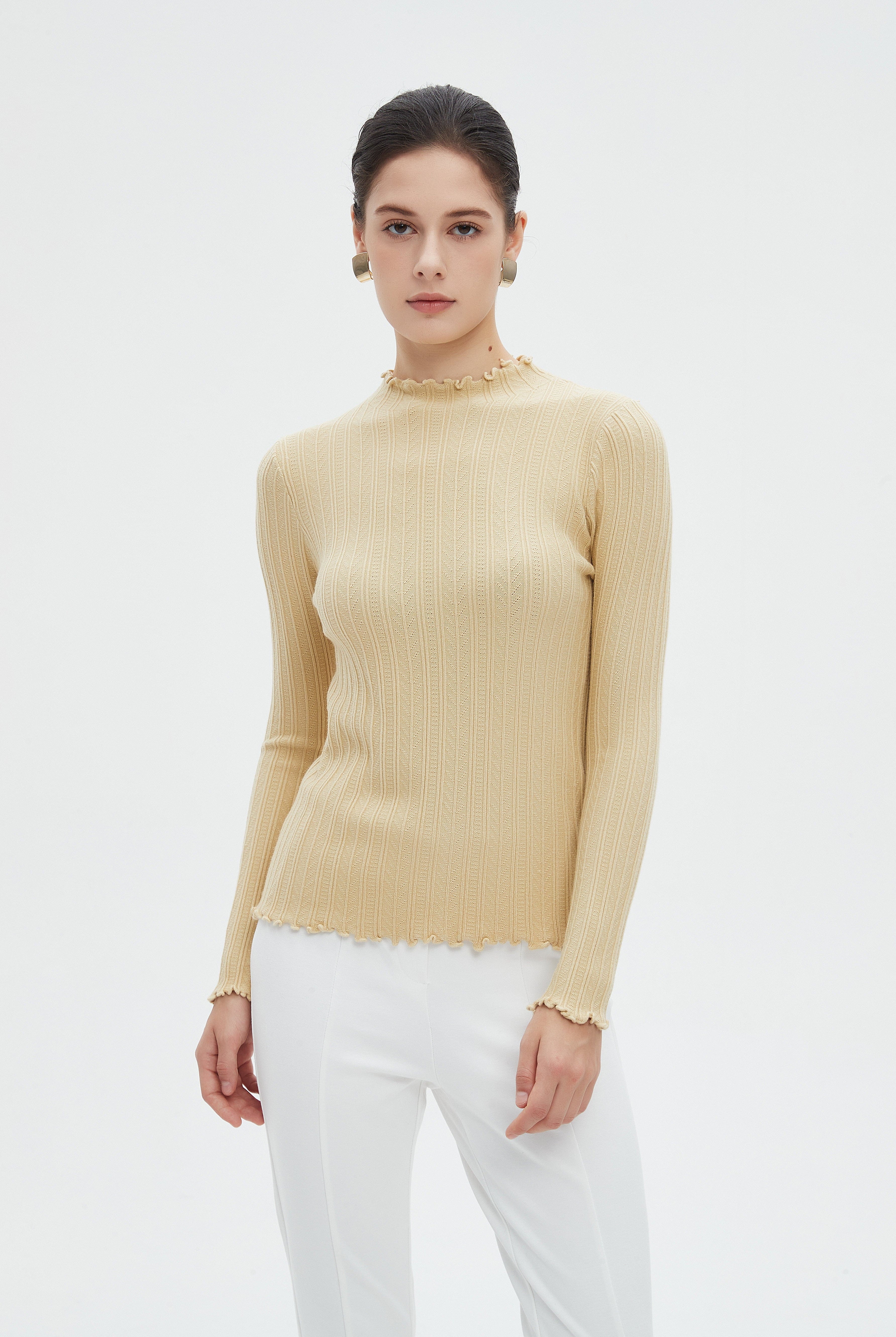 ميكا بلوزة نسائية شتوية طويلة باكمام طويلة ورقبة عالية