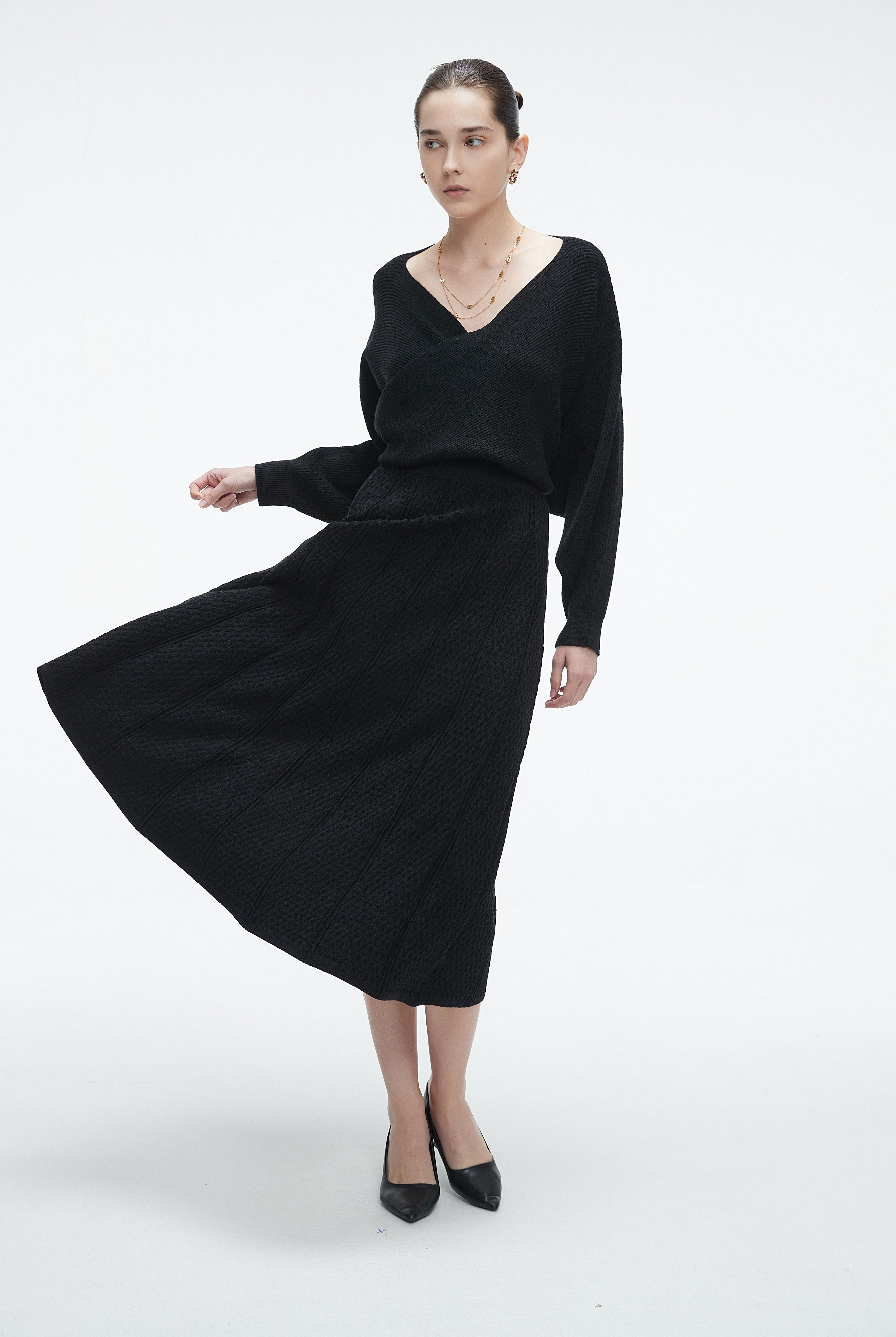 يولا بلوزة نسائية لف سادة بأكمام طويلة وفتحة من الأمام