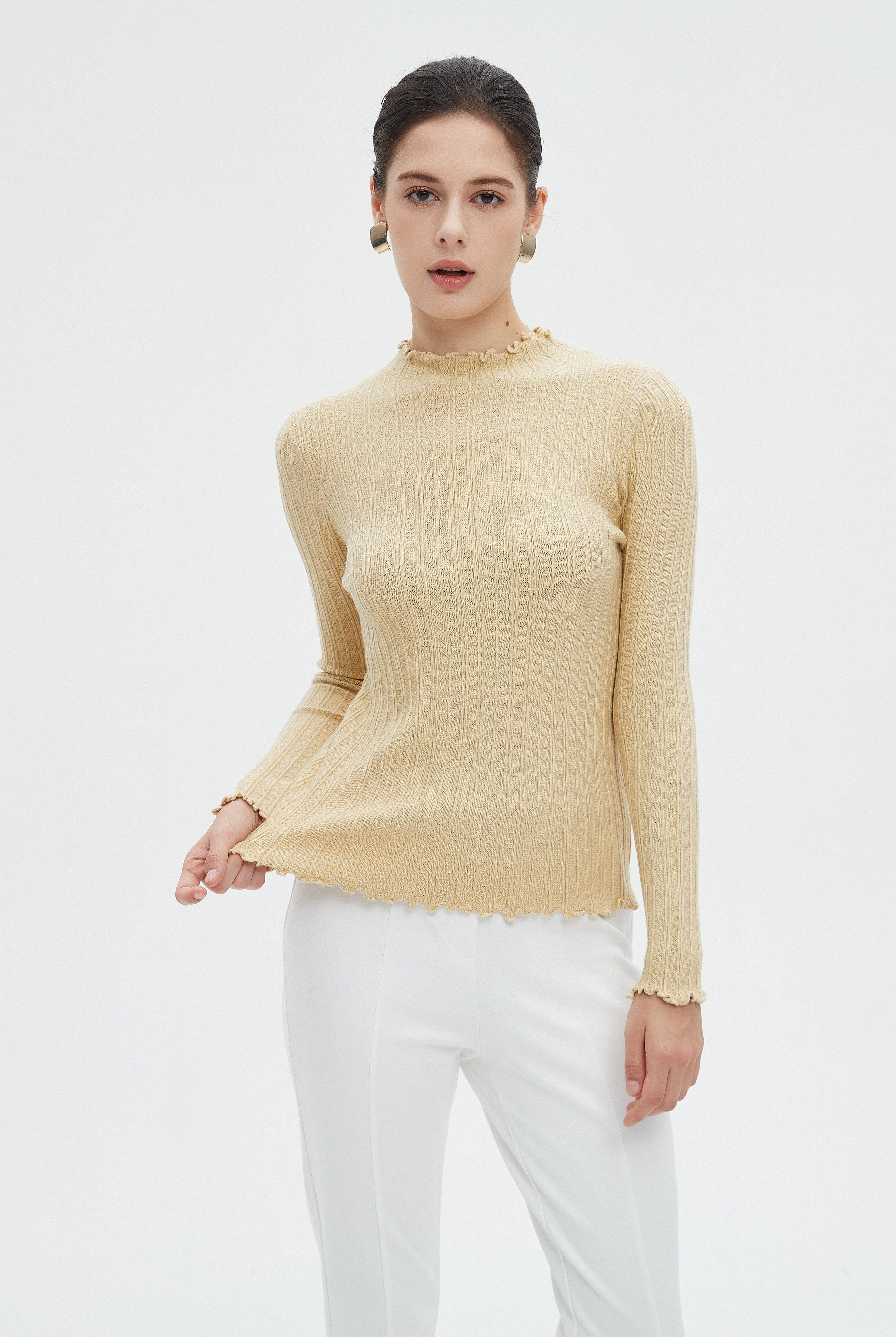 ميكا بلوزة نسائية شتوية طويلة باكمام طويلة ورقبة عالية