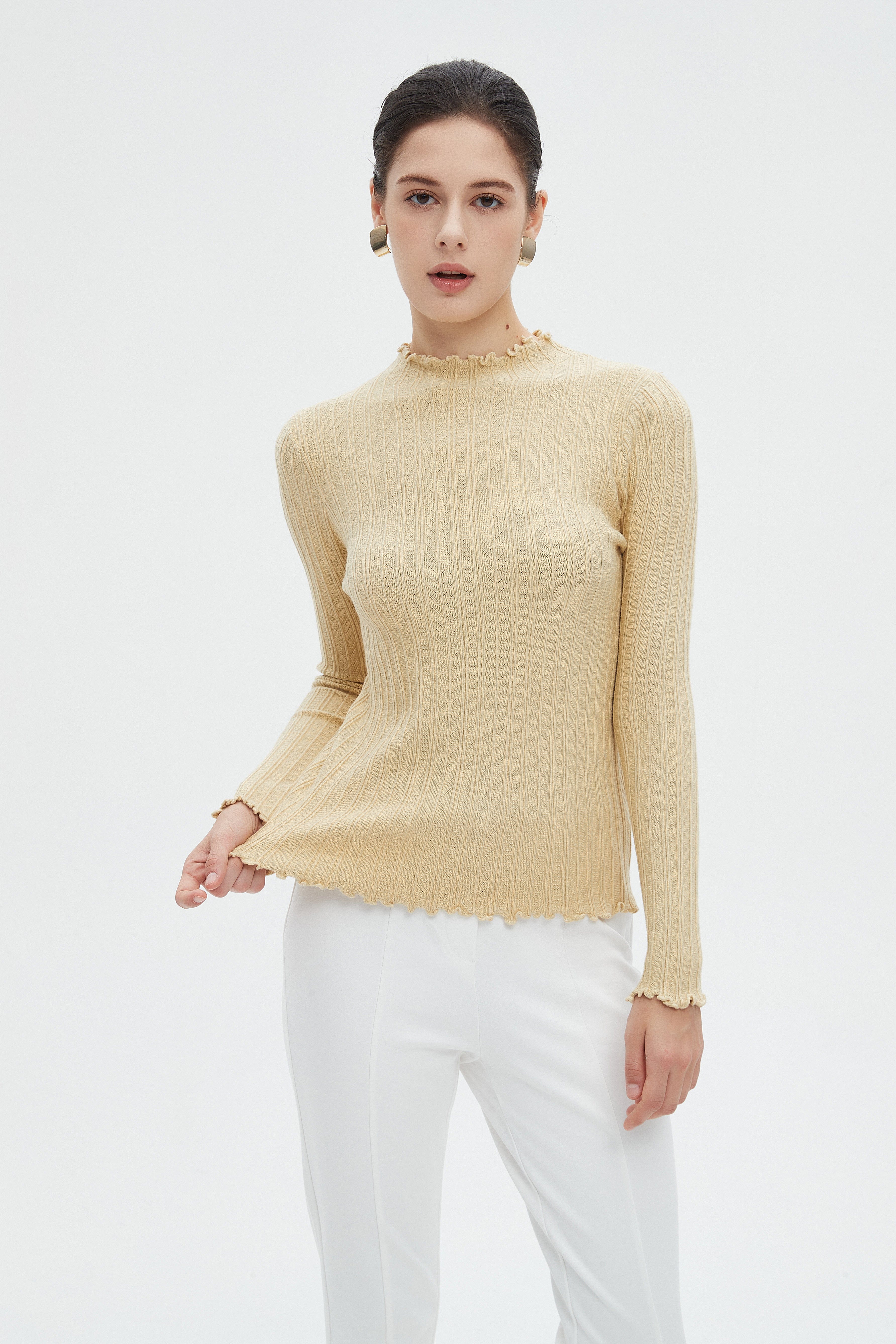 ميكا بلوزة نسائية شتوية طويلة باكمام طويلة ورقبة عالية