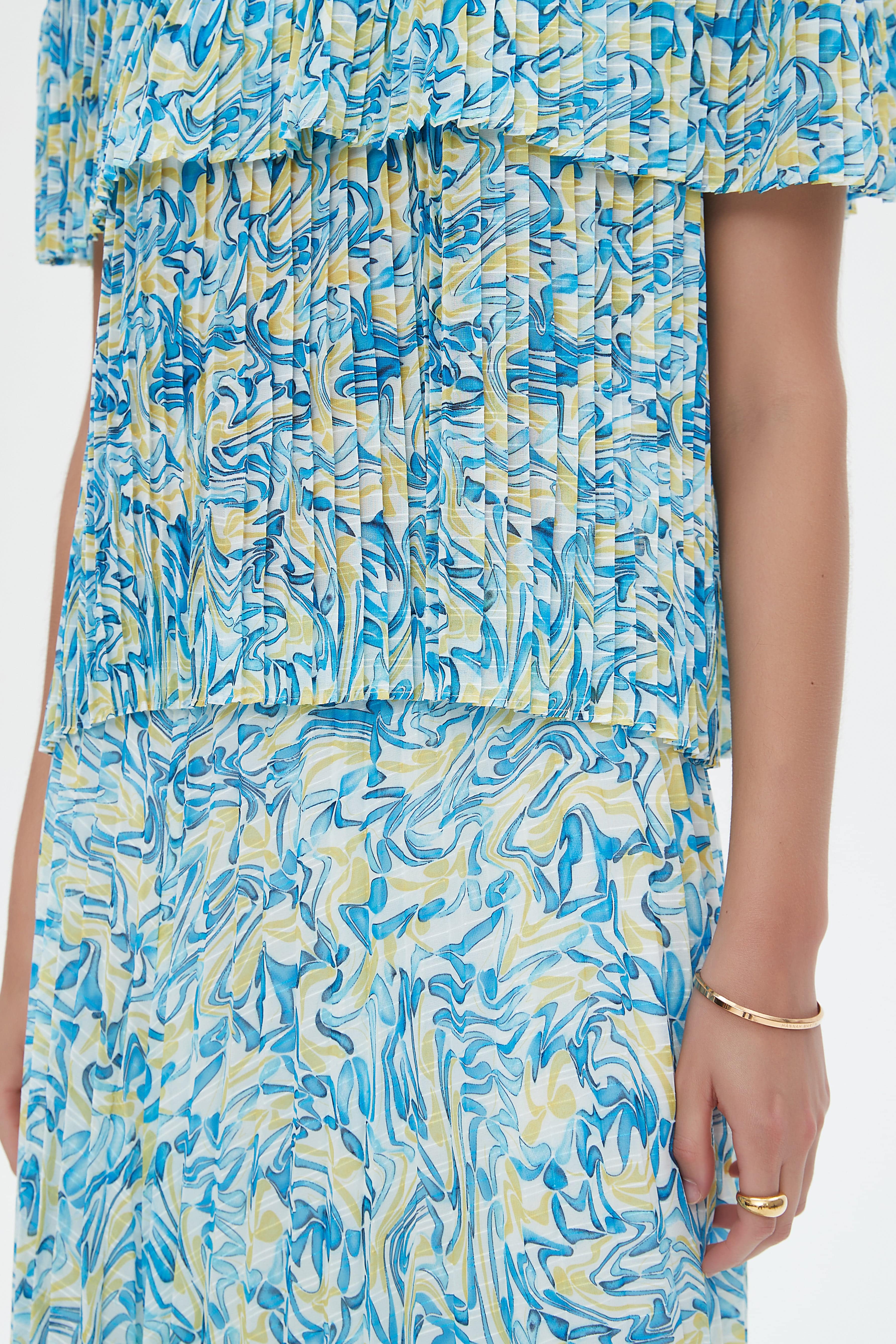 نتشي بلوزة بأكمام قصيرة منقوشة نسائي