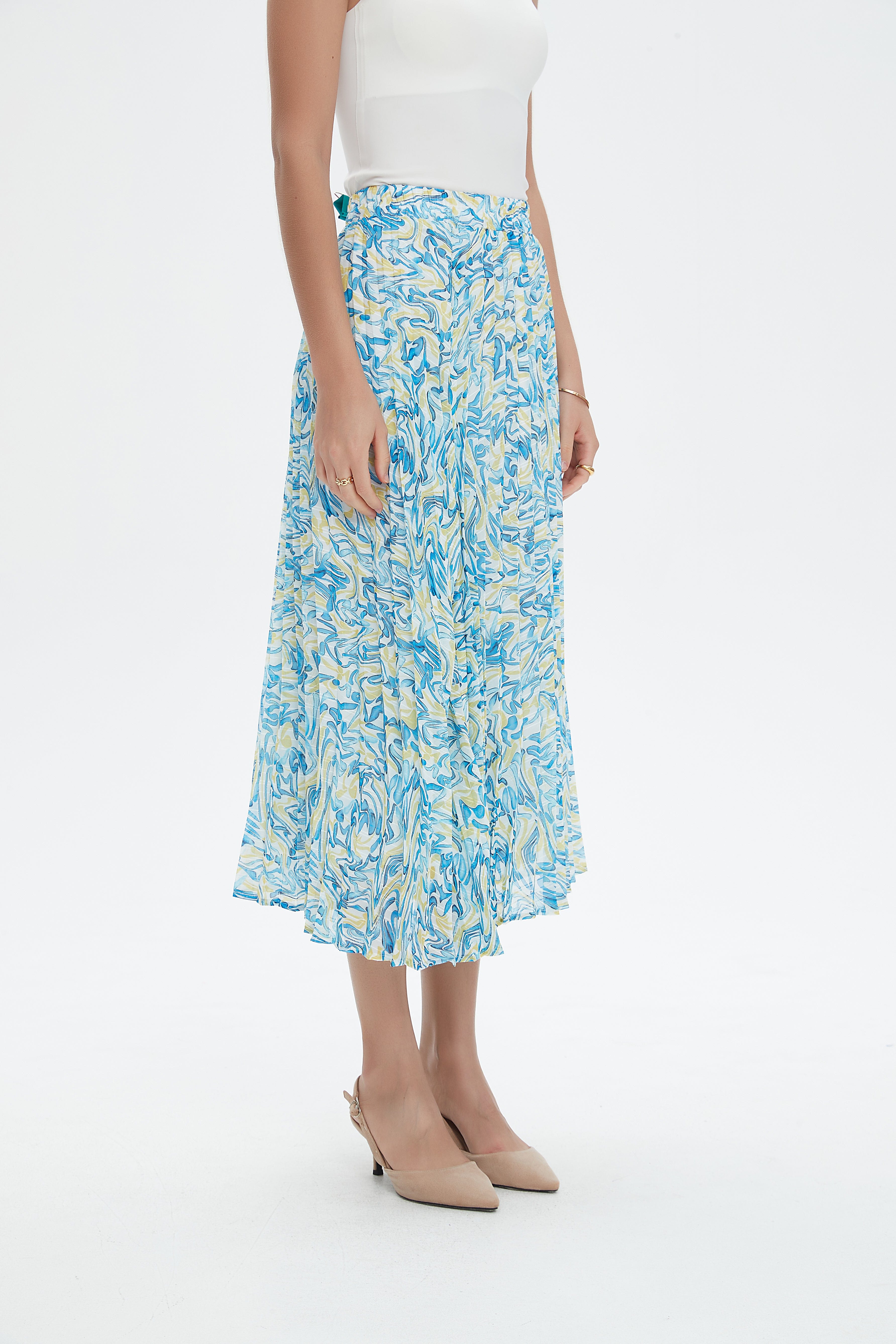 نتشي تنورة ميدي بليسيه منقوشة نسائي