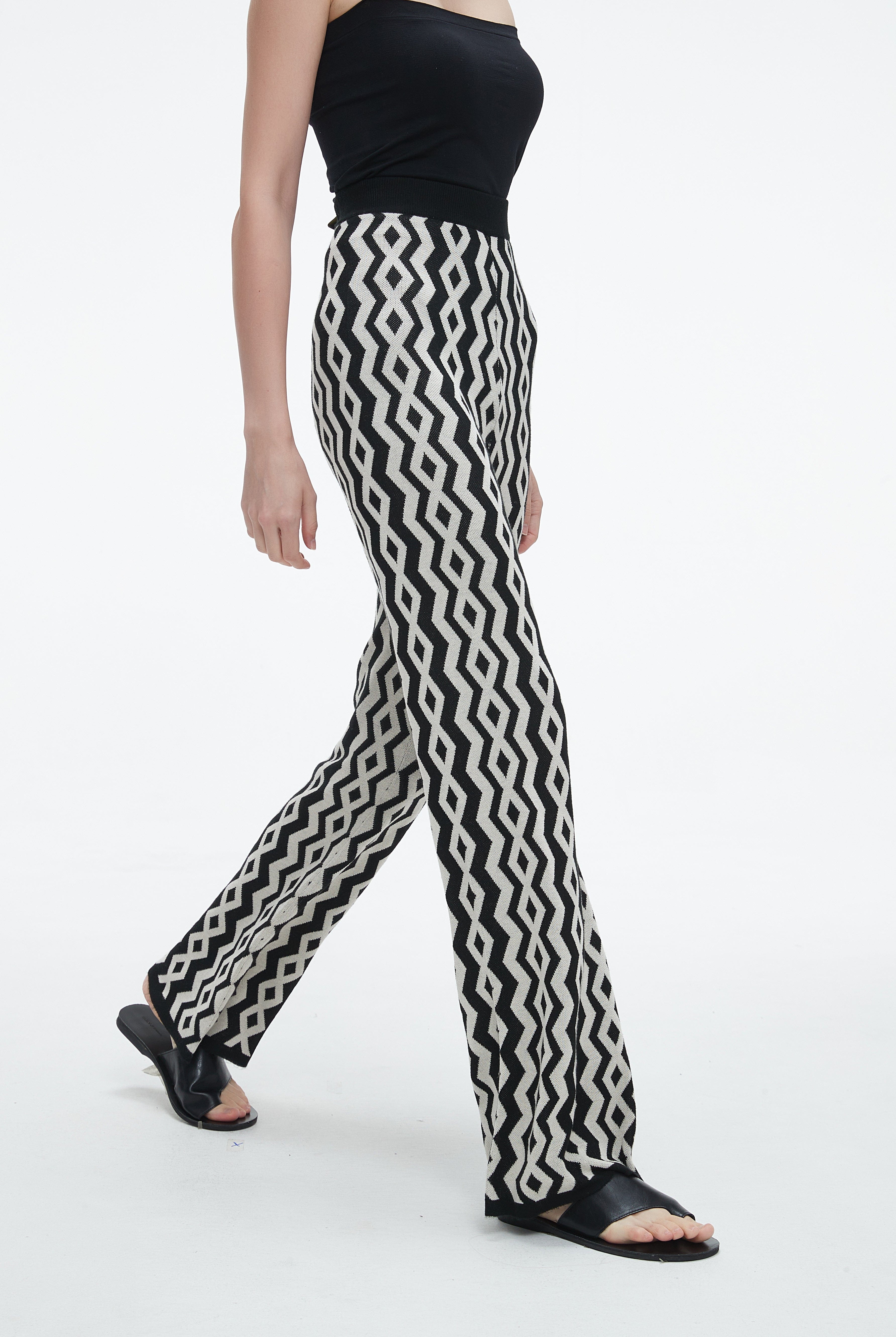 يولا بنطلون نسائي طويل برجل واسعة منقوش