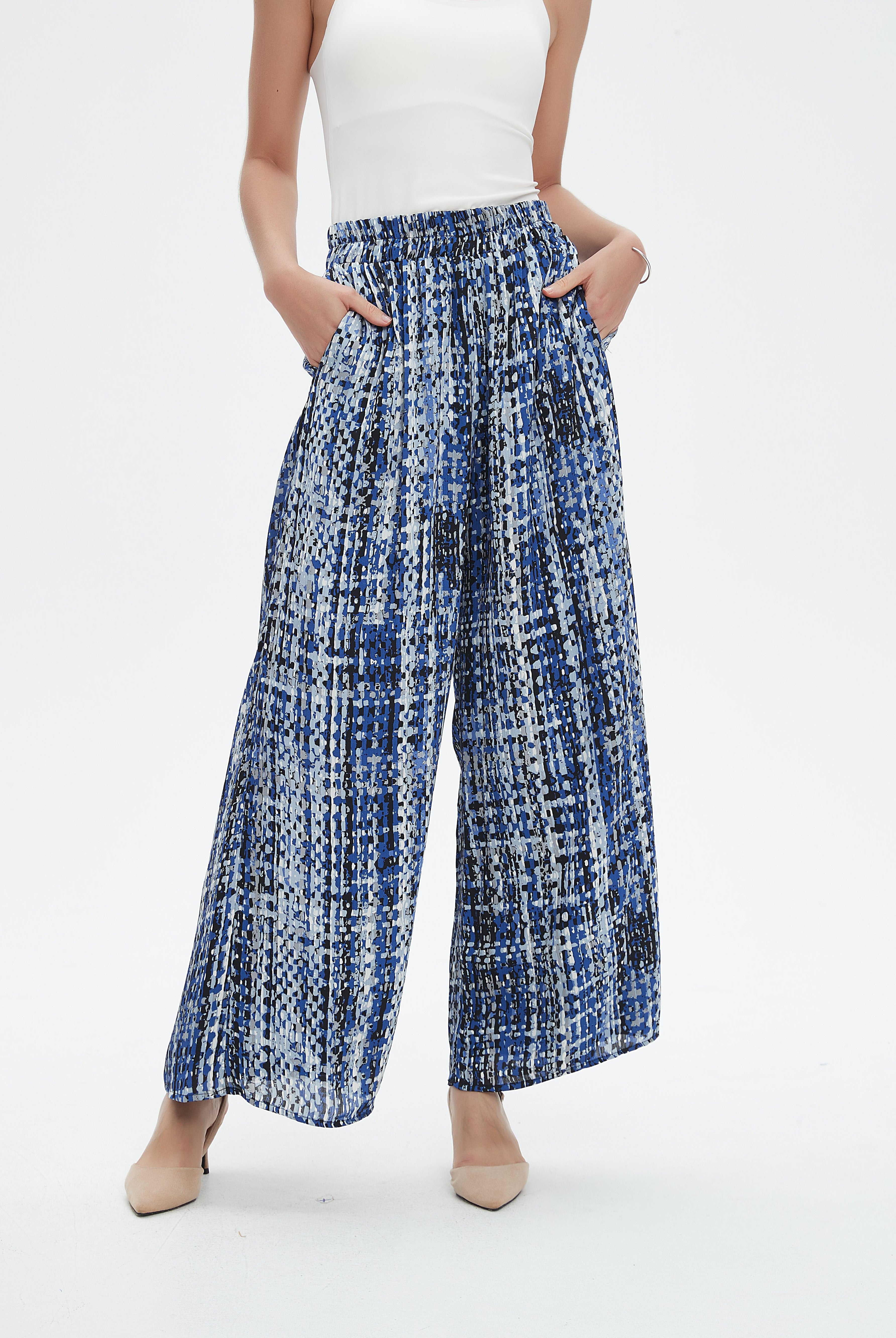 نتشي بنطلون طويل ملون واسع نسائي