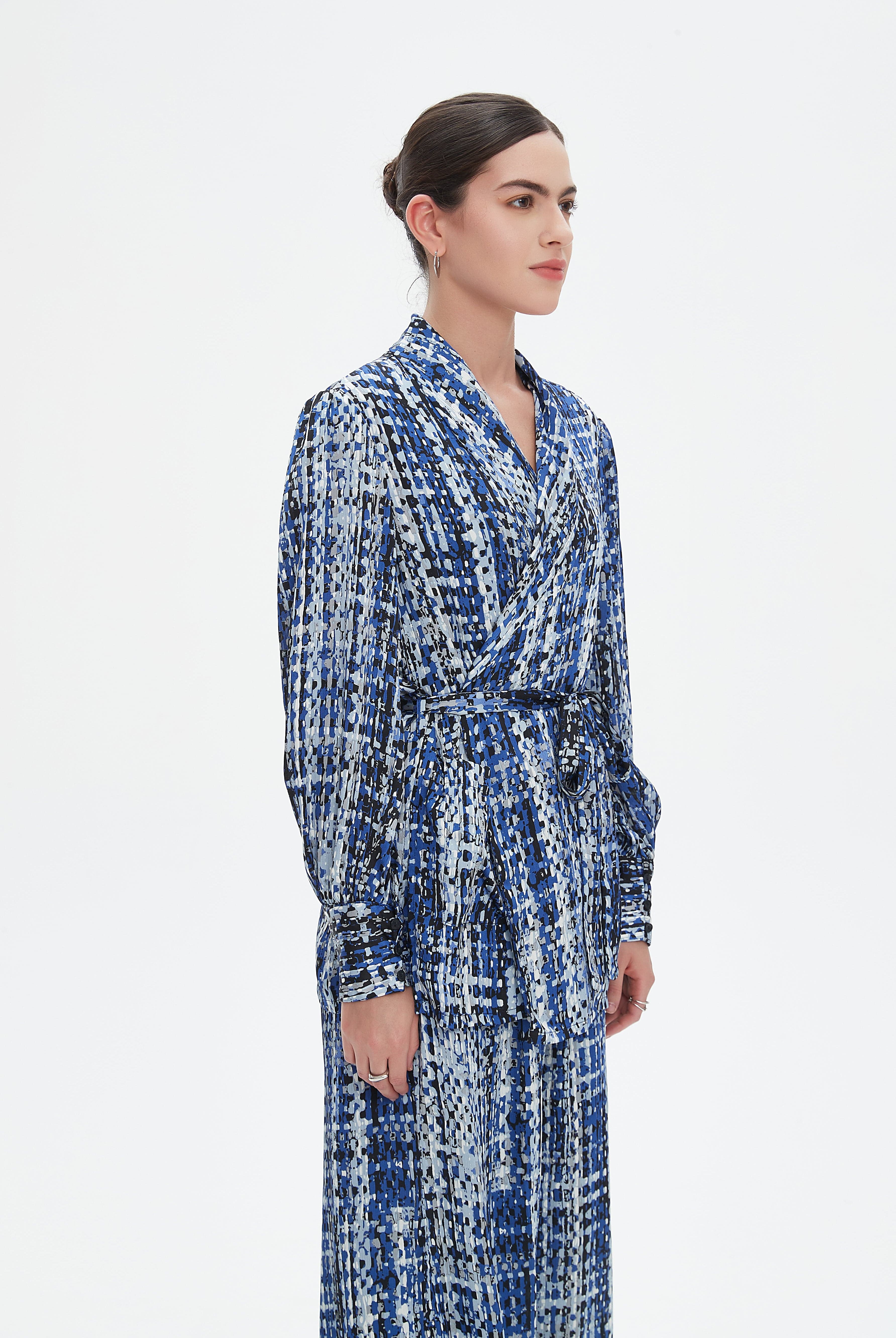 نتشي كارديجان بأكمام طويلة ملونة بأزرار أمامية نسائي