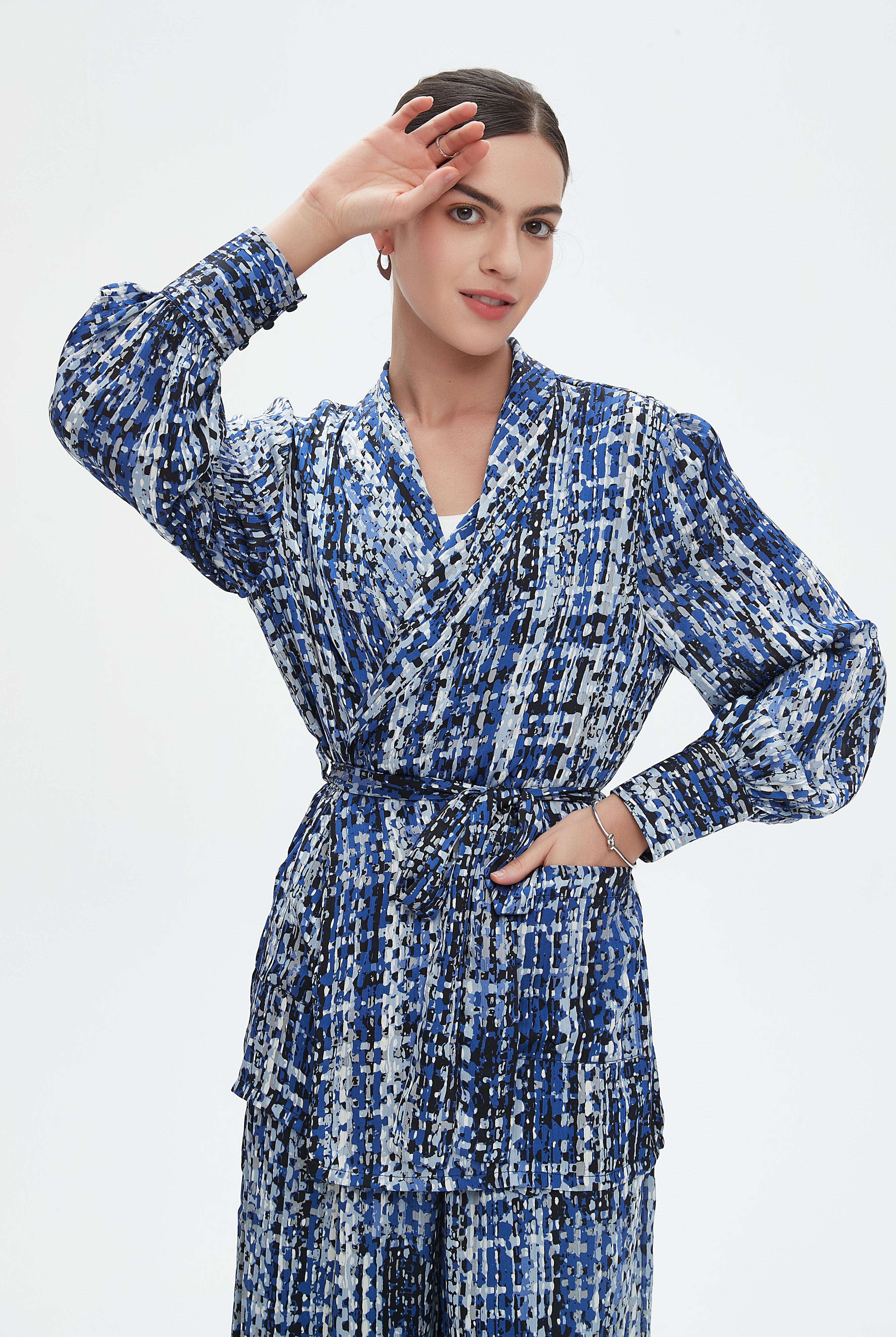 نتشي كارديجان بأكمام طويلة ملونة بأزرار أمامية نسائي