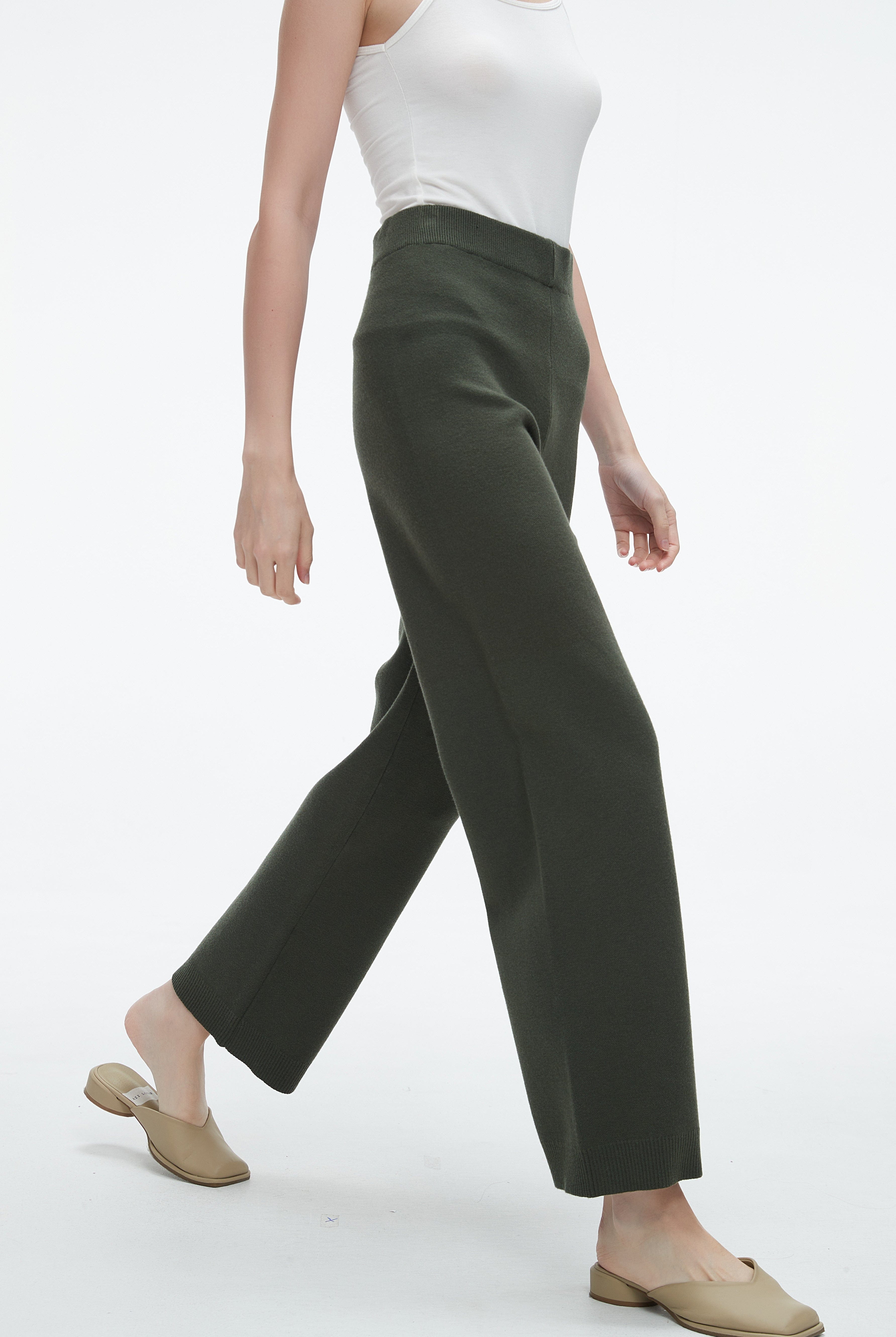 يولا بنطلون نسائي طويل سادة مخصر برجل واسعة