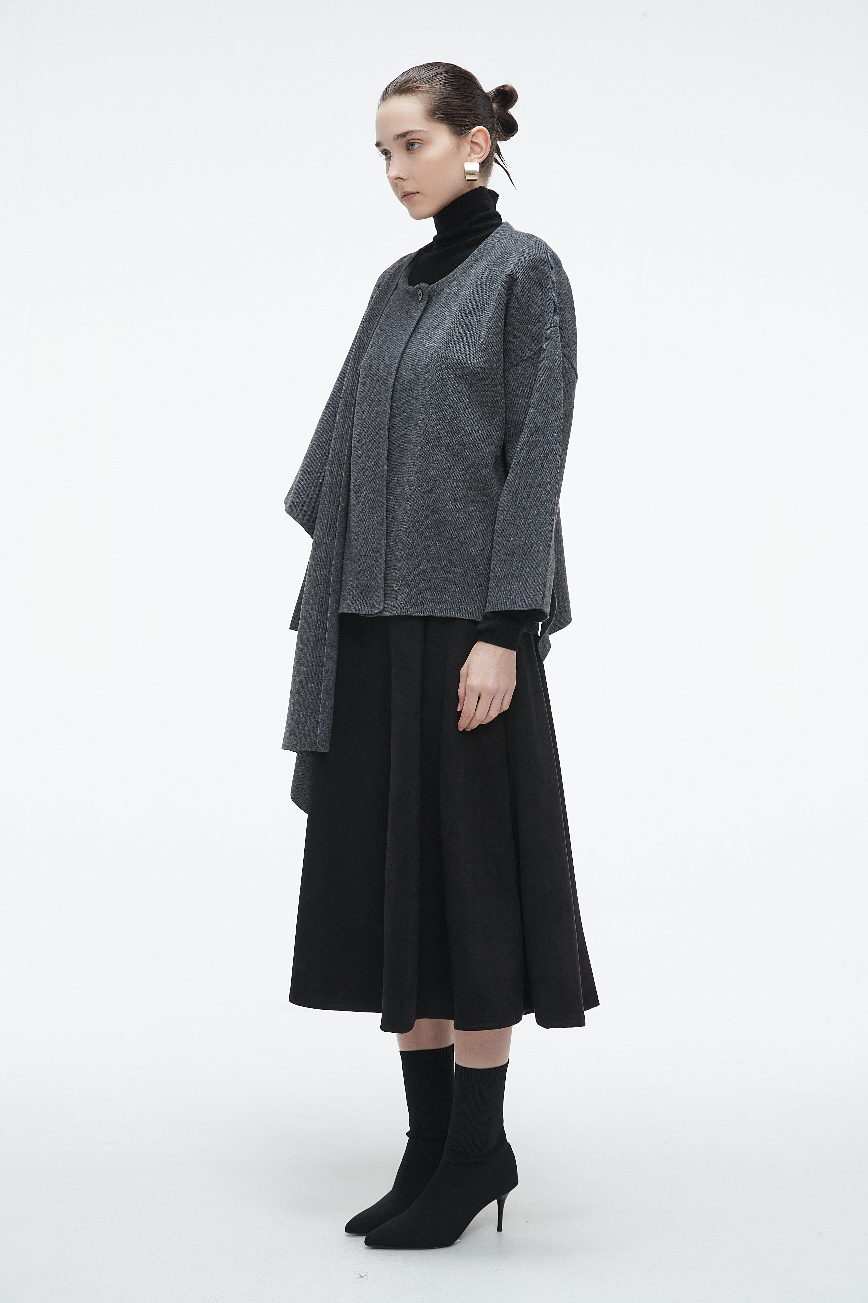 يولا بلوزة نسائية شتوى بأكمام طويلة وقصة وشاح على الكتف