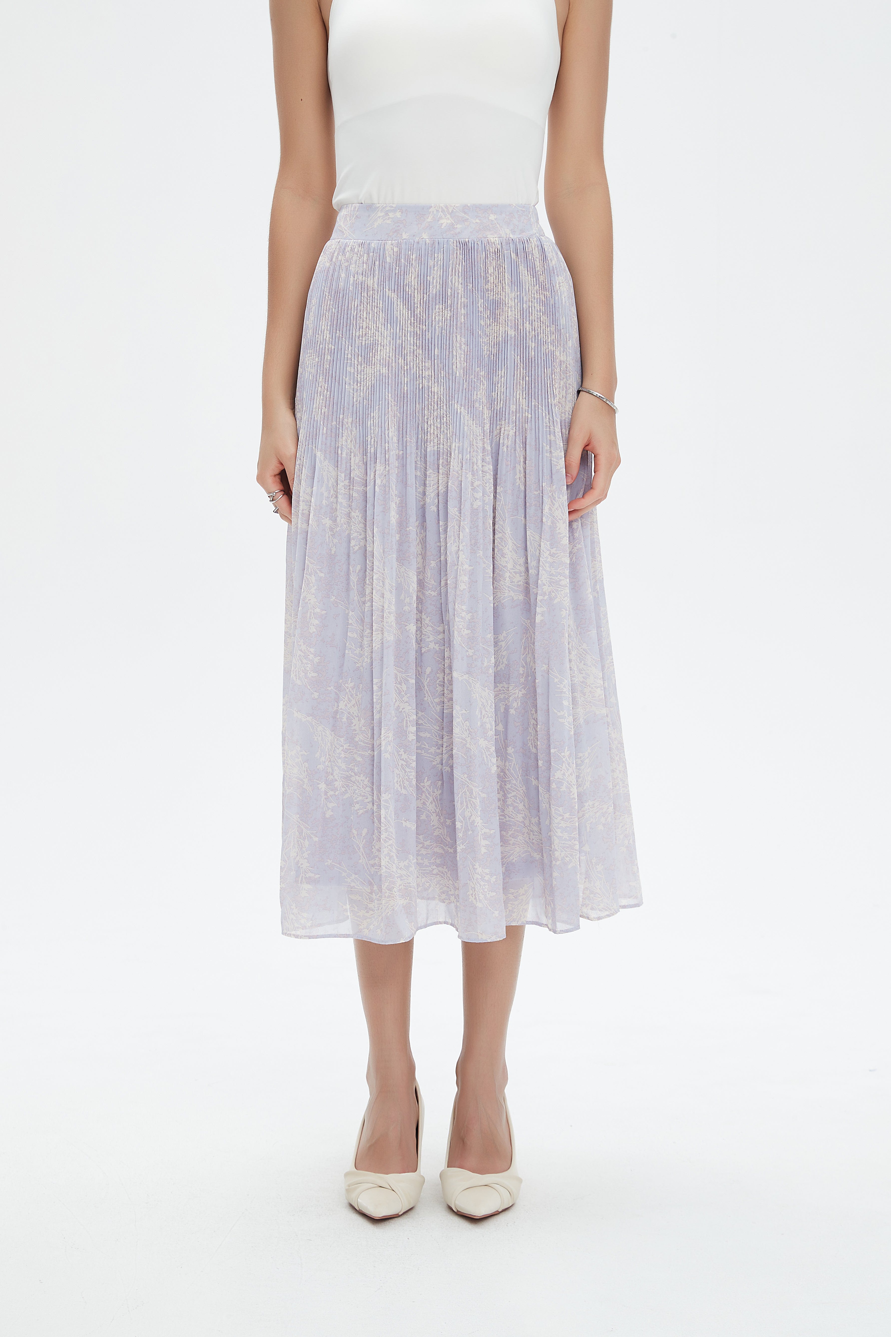 نتشي تنورة ميدي مشجرة شفافة خصر مرتفع نسائي