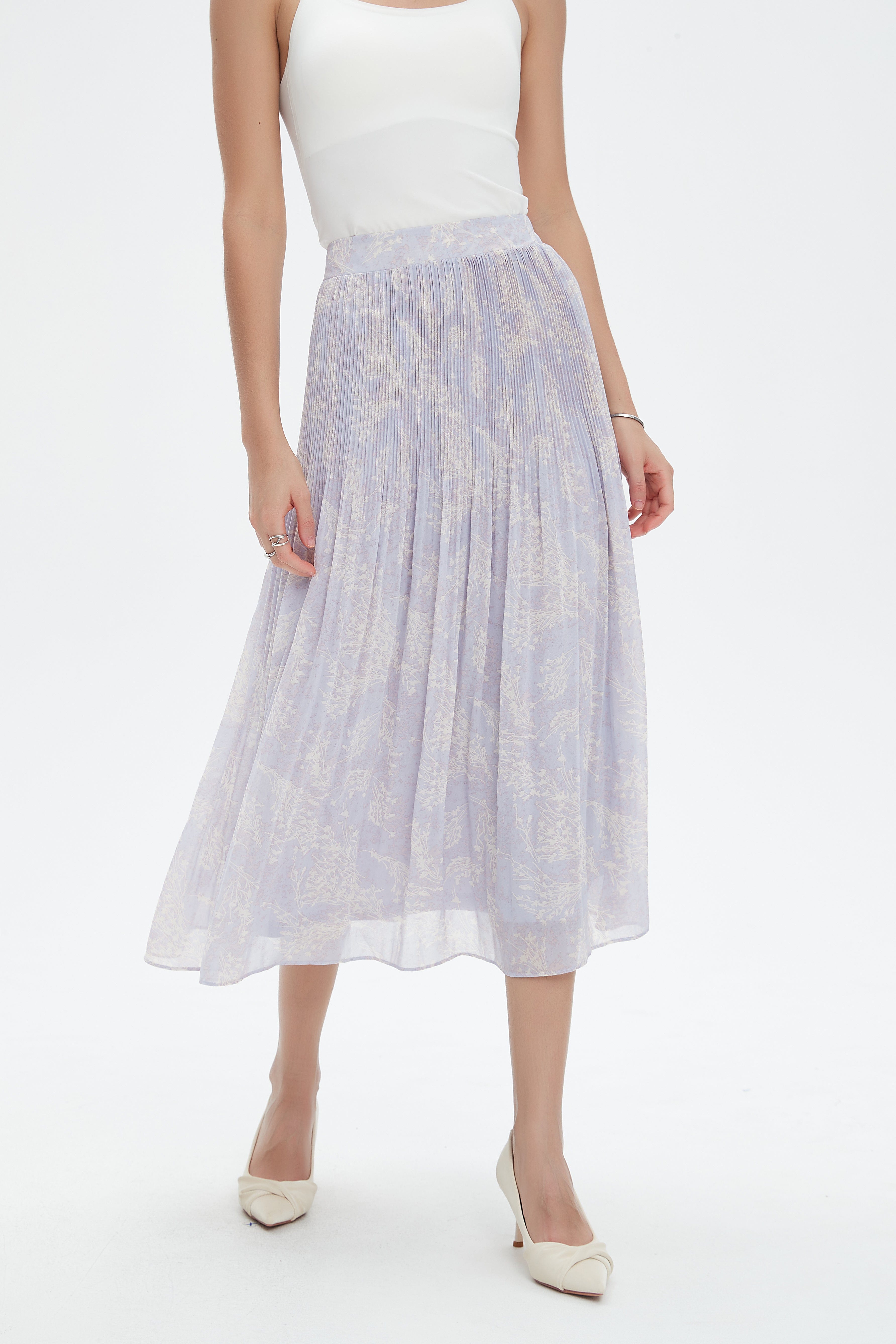 نتشي تنورة ميدي مشجرة شفافة خصر مرتفع نسائي