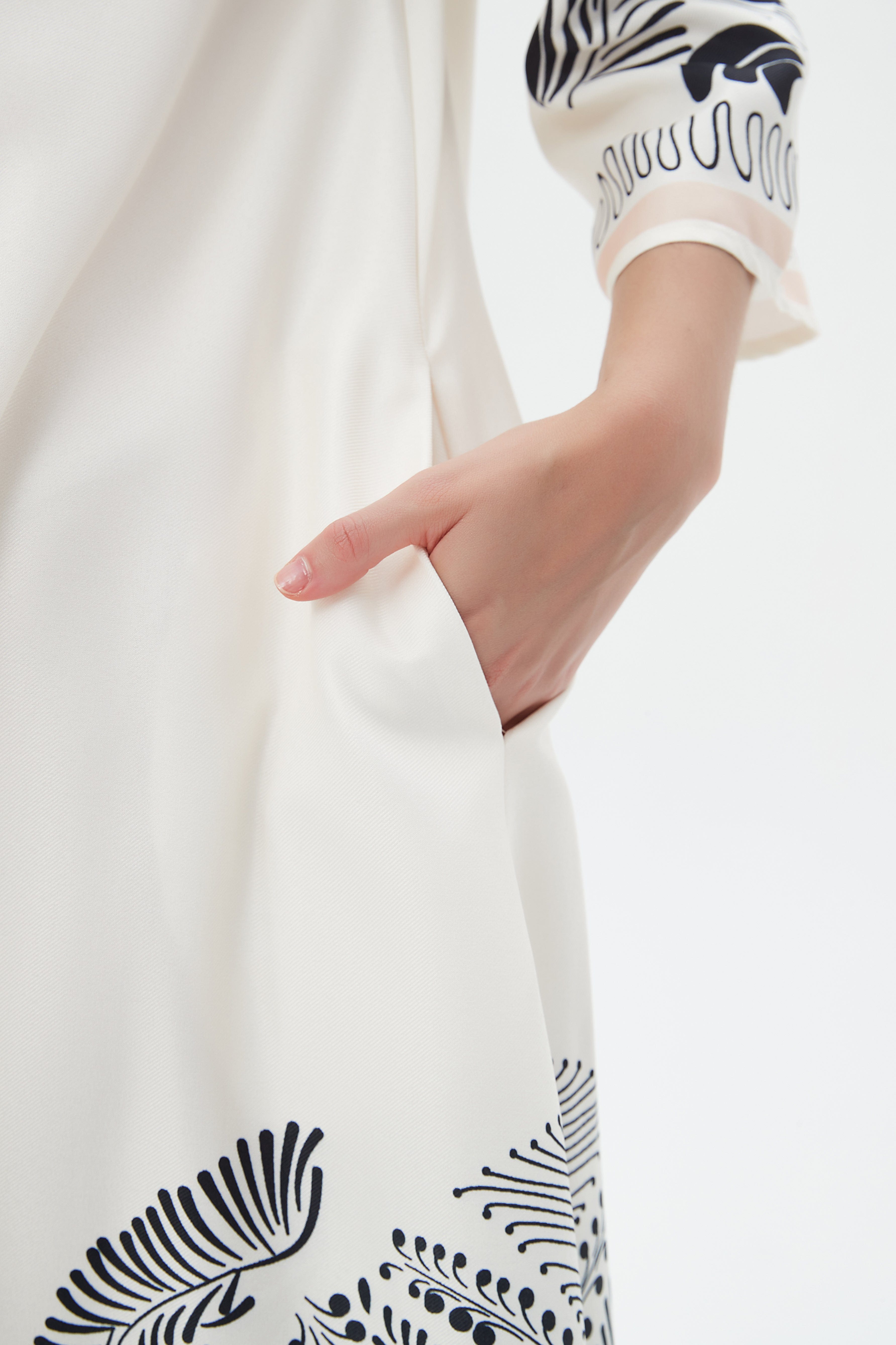 نتشي فستان ميدي 3/4 كم منقوش نسائي