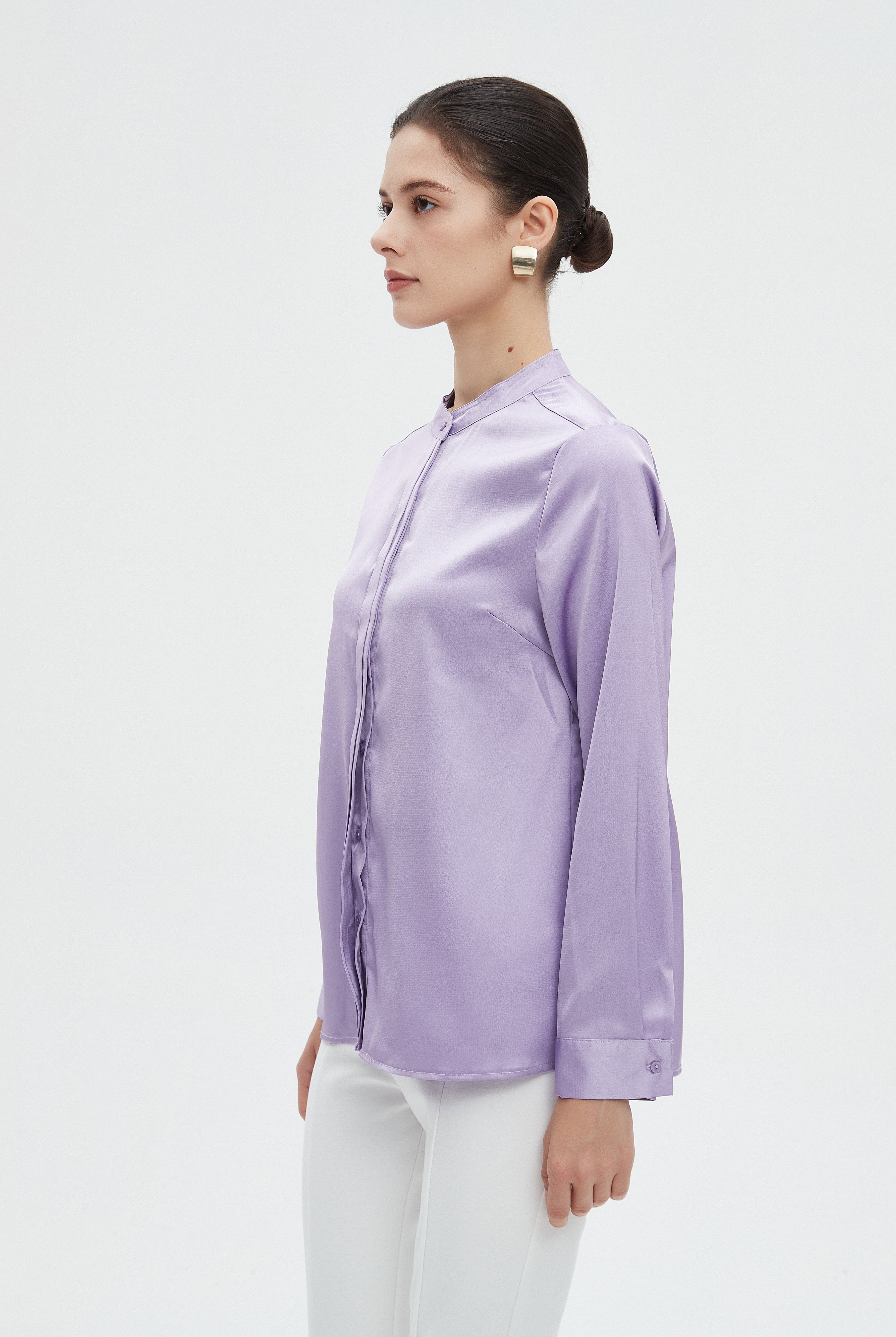 ميكا بلوزة نسائية سادة طويلة بكم طويل