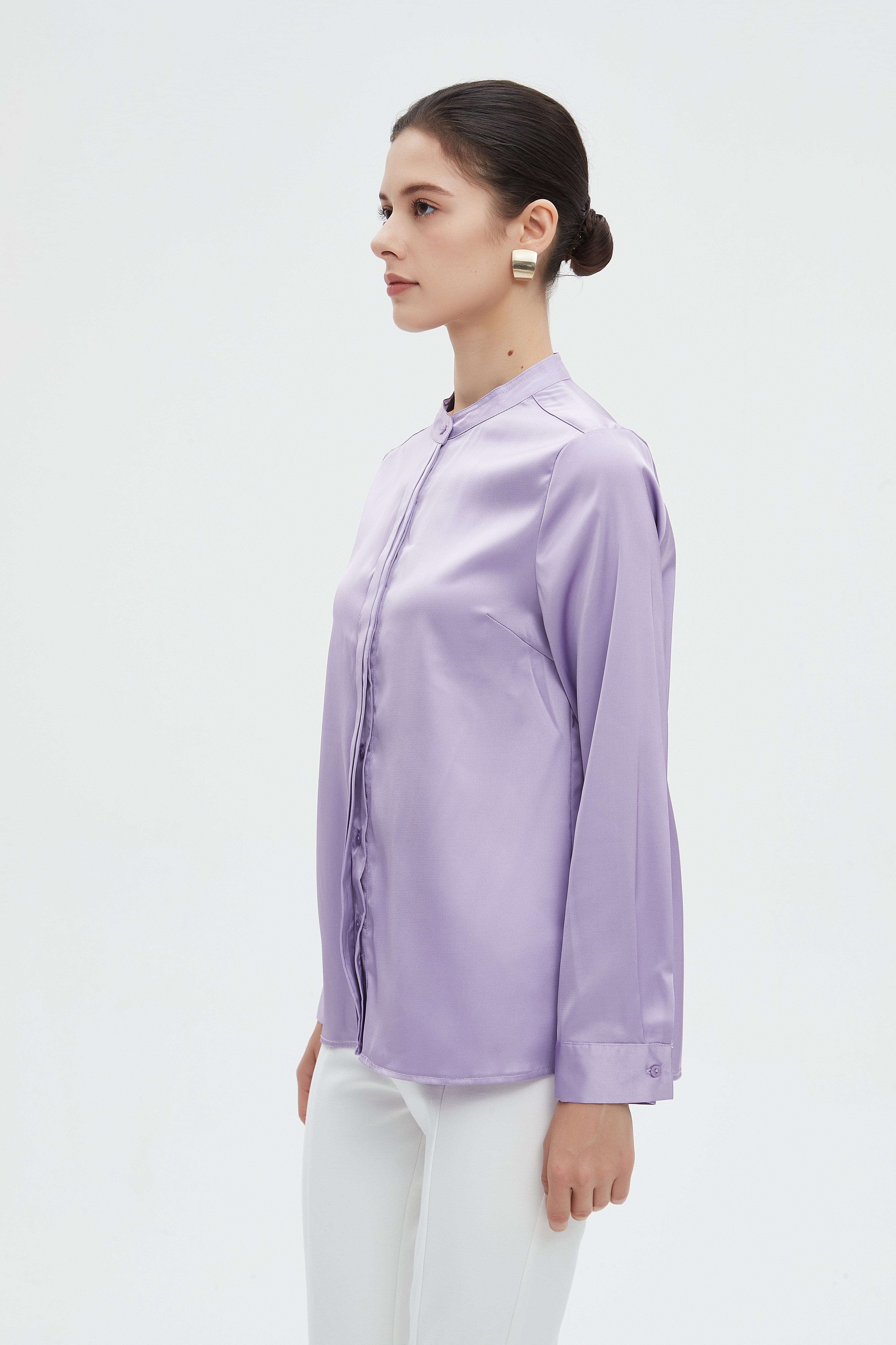 ميكا بلوزة نسائية سادة طويلة بكم طويل