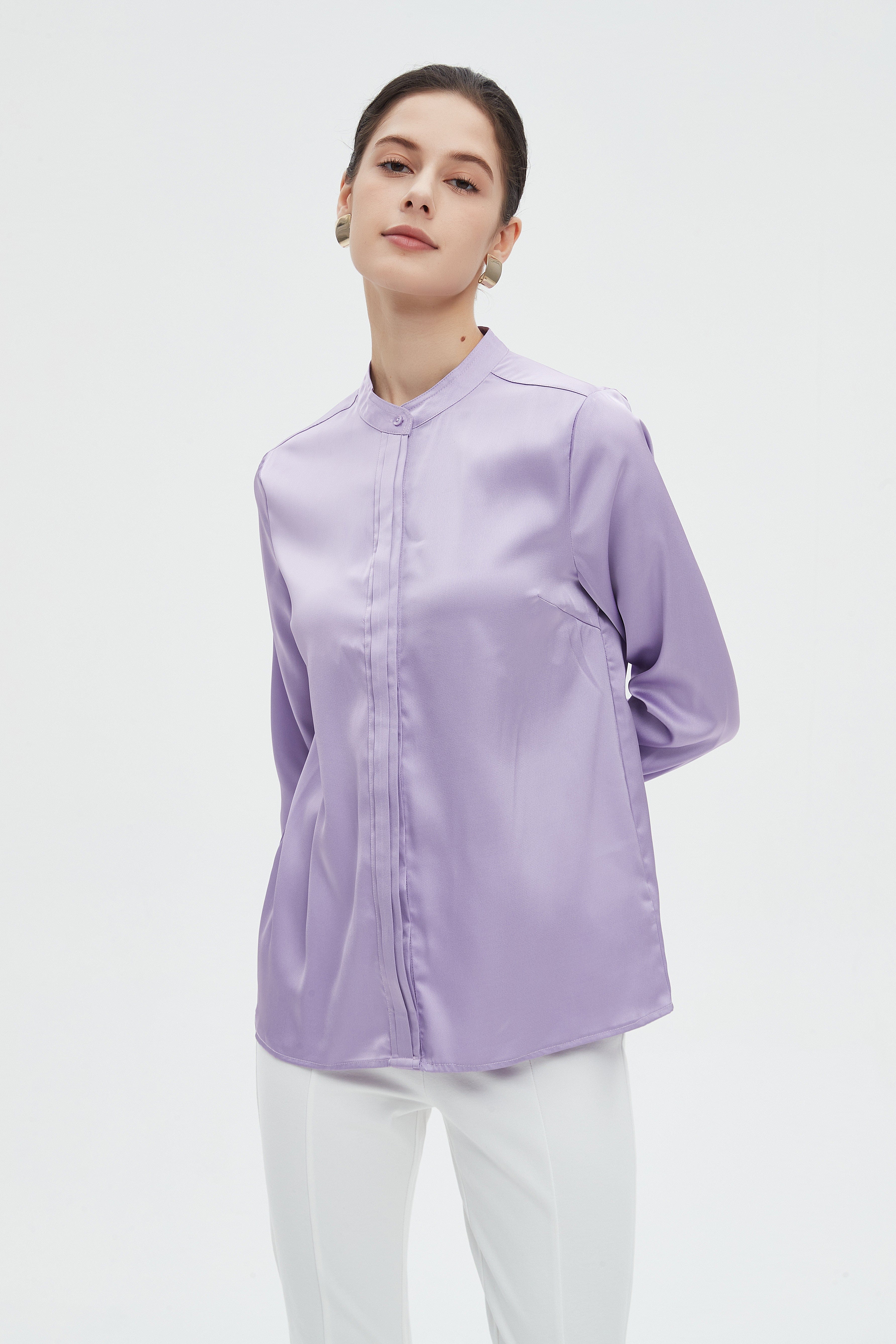 ميكا بلوزة نسائية سادة طويلة بكم طويل