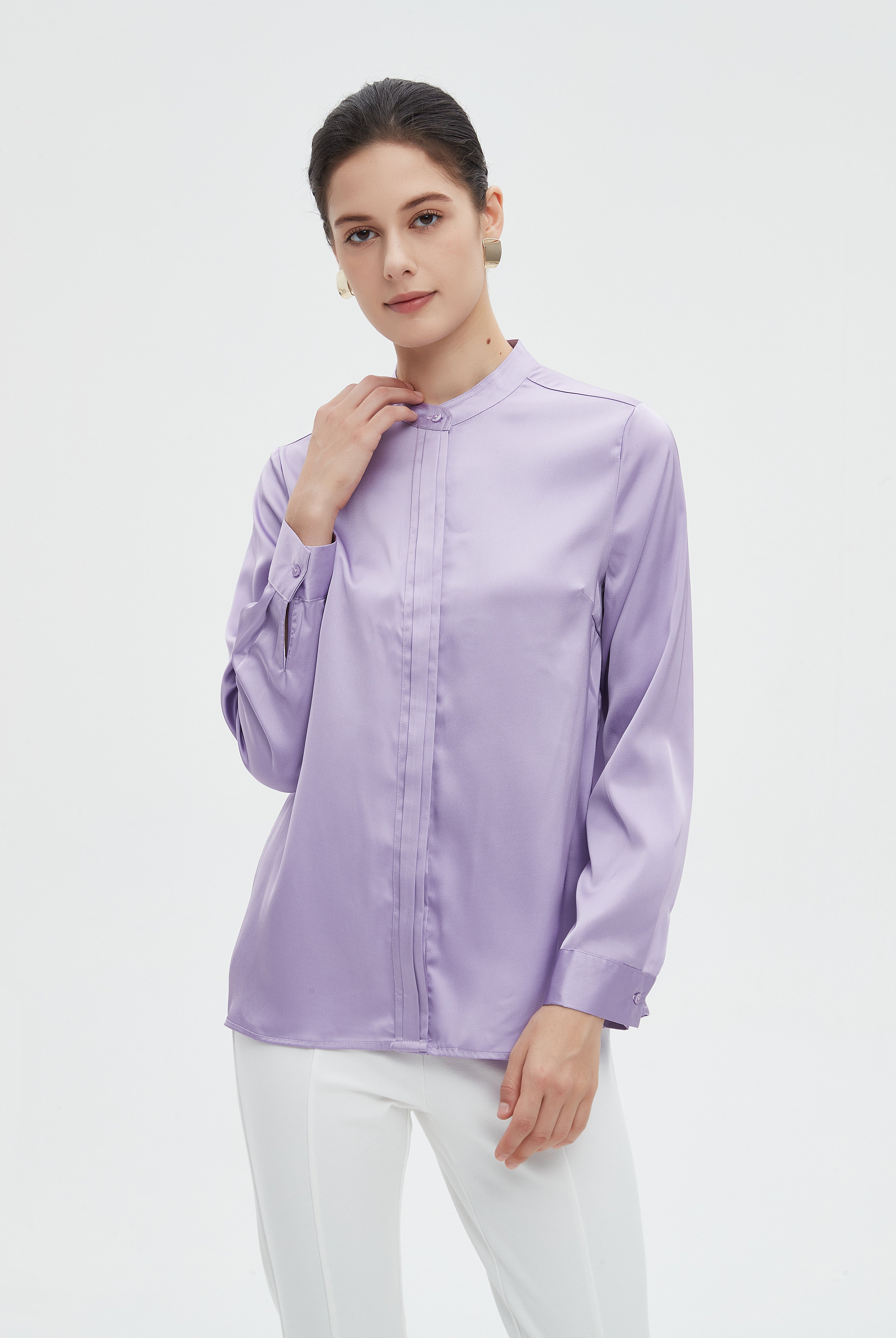 ميكا بلوزة نسائية سادة طويلة بكم طويل