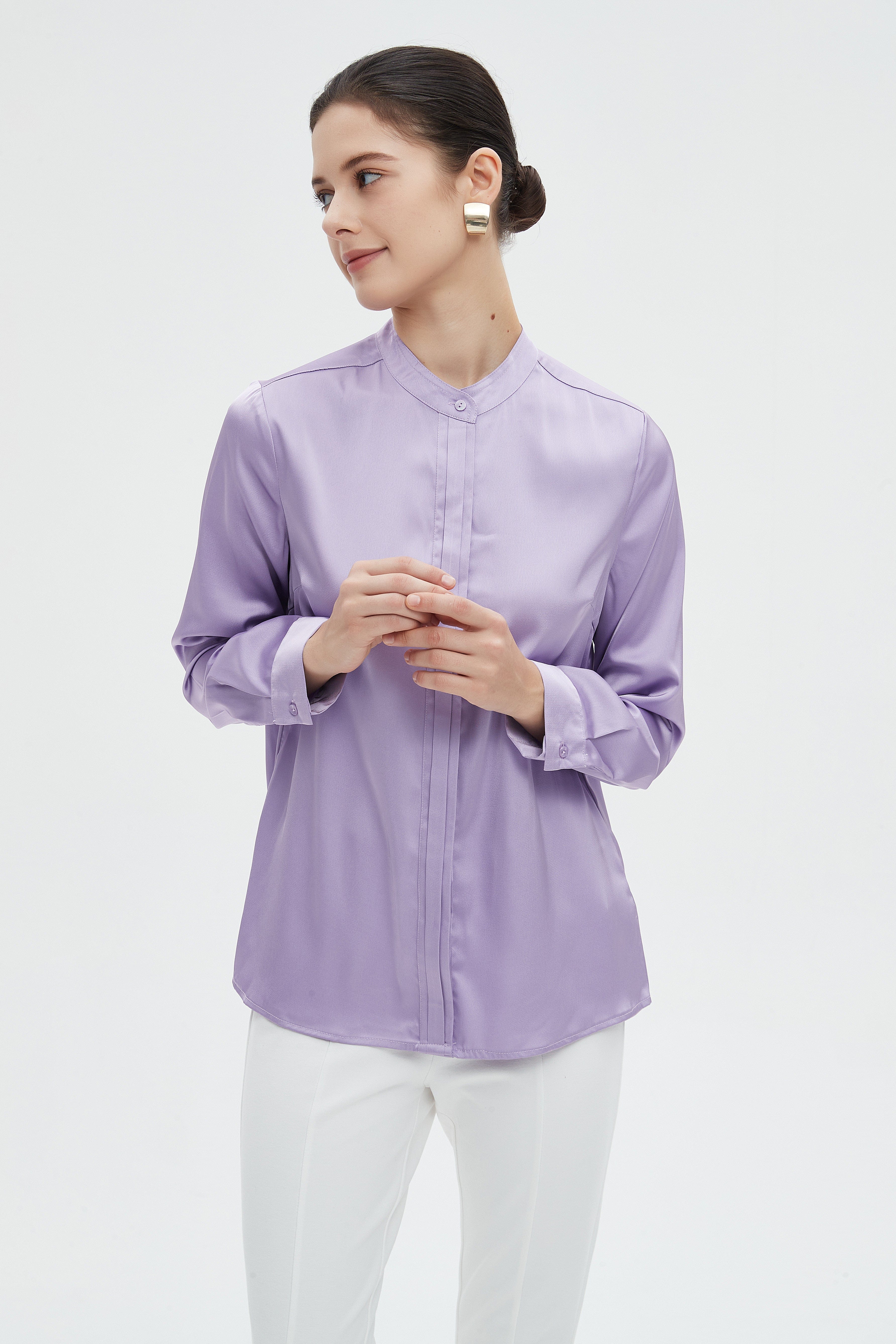 ميكا بلوزة نسائية سادة طويلة بكم طويل