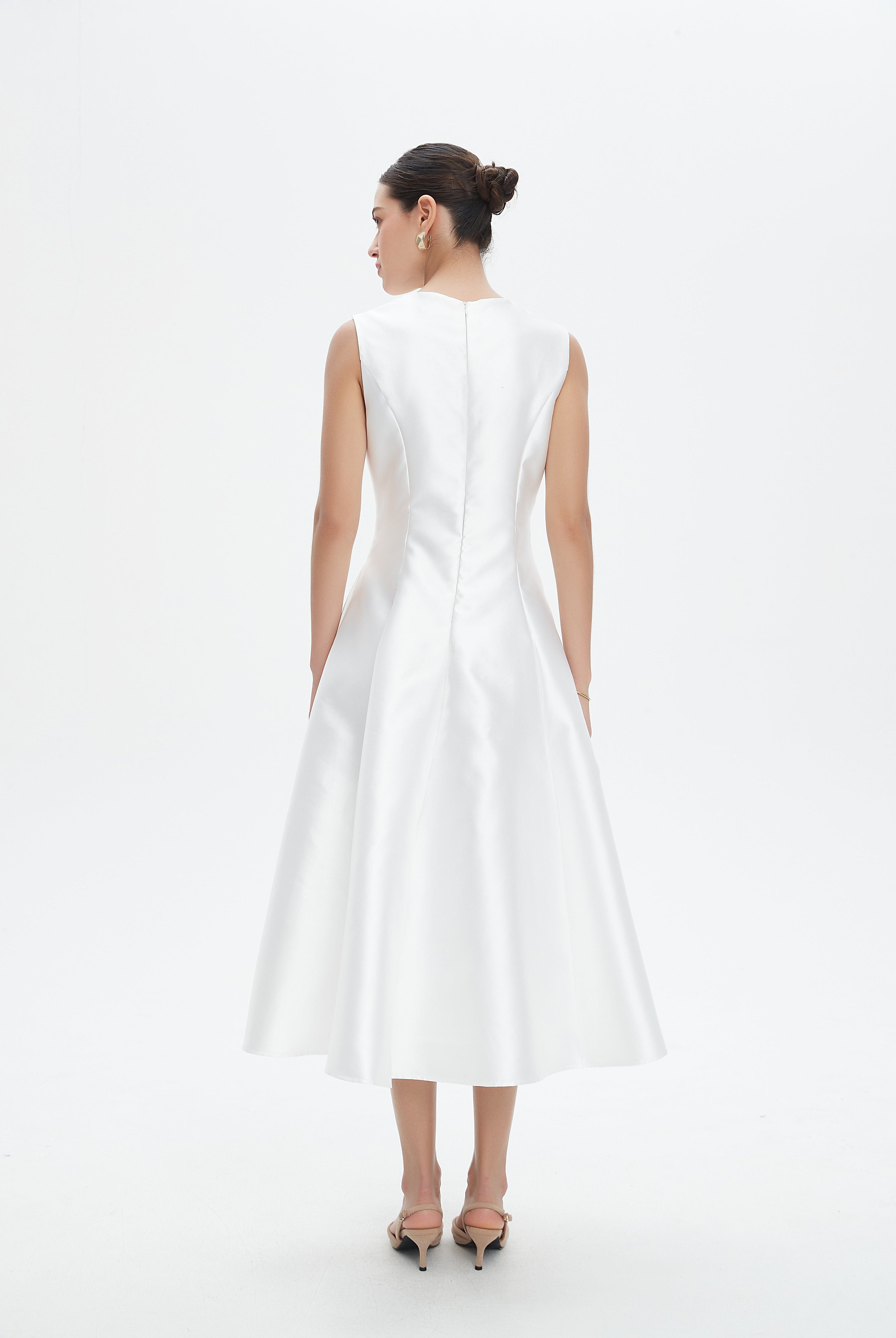 نتشي فستان ميدي سادة منفوش مزين بستراس نسائي