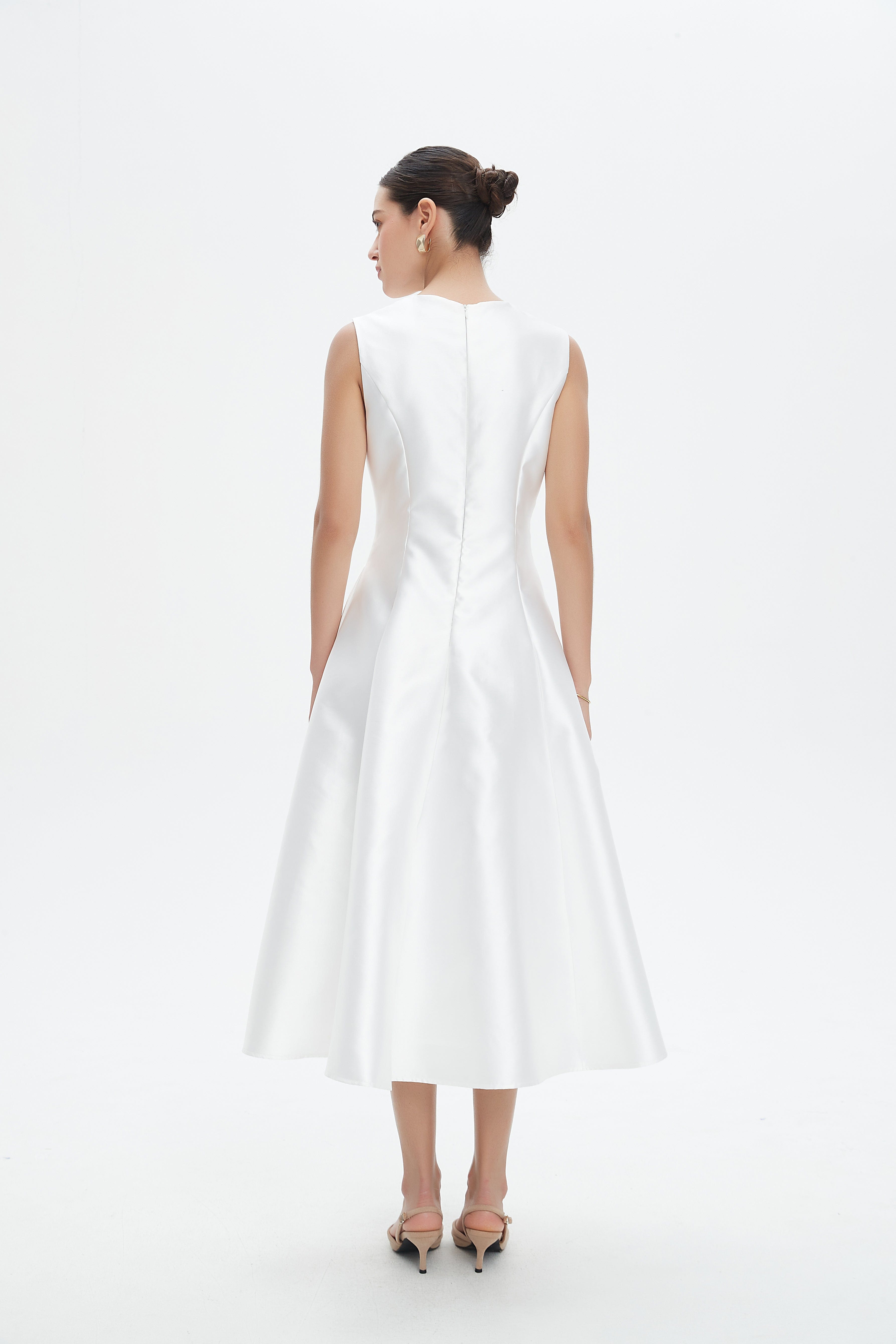 نتشي فستان ميدي سادة منفوش مزين بستراس نسائي