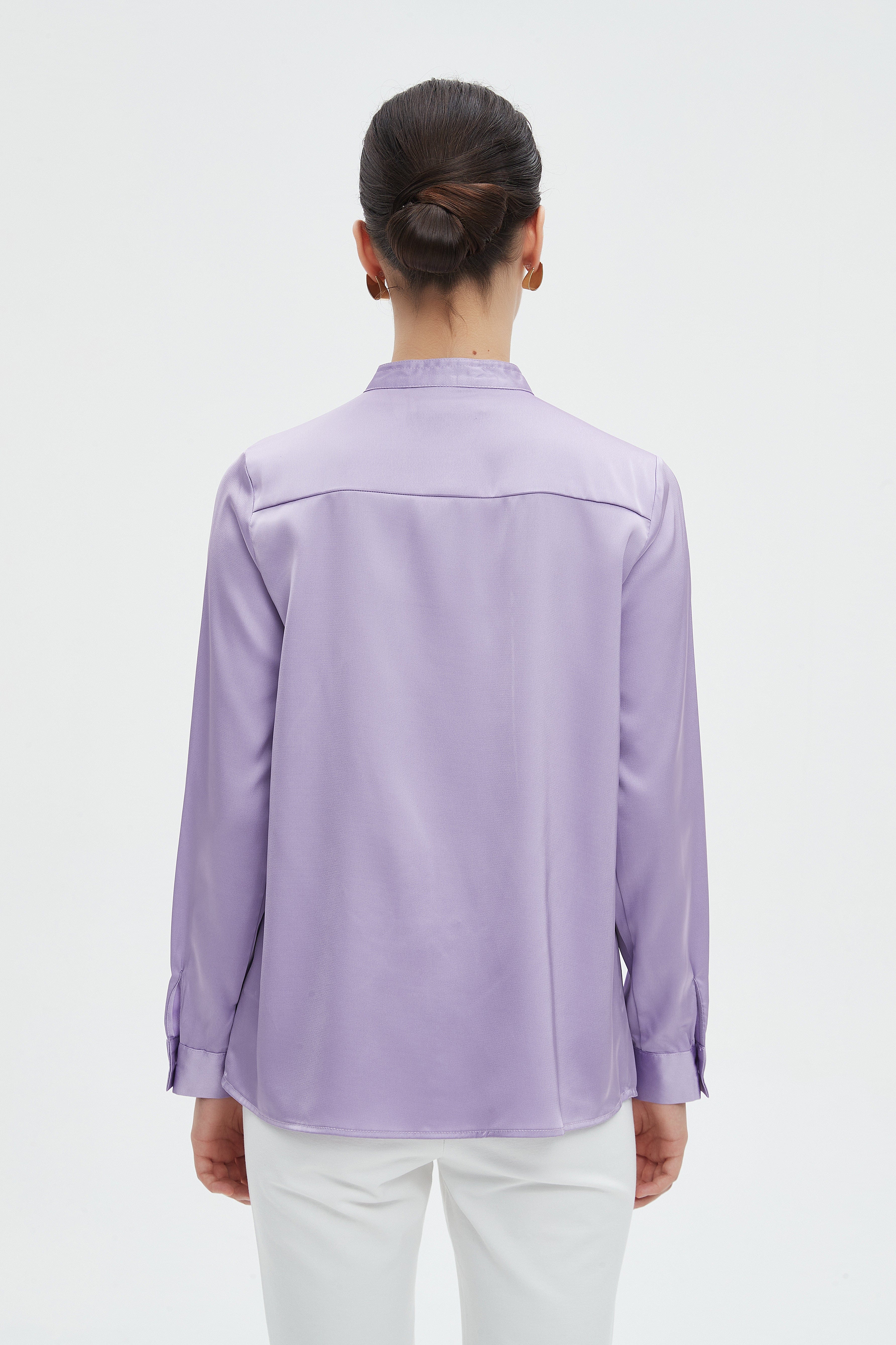 ميكا بلوزة نسائية سادة طويلة بكم طويل