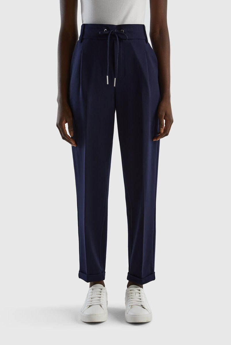 يونايتد كولورز اوف بينيتون بنطلون مصبوغ بخيوط ملونة برباط