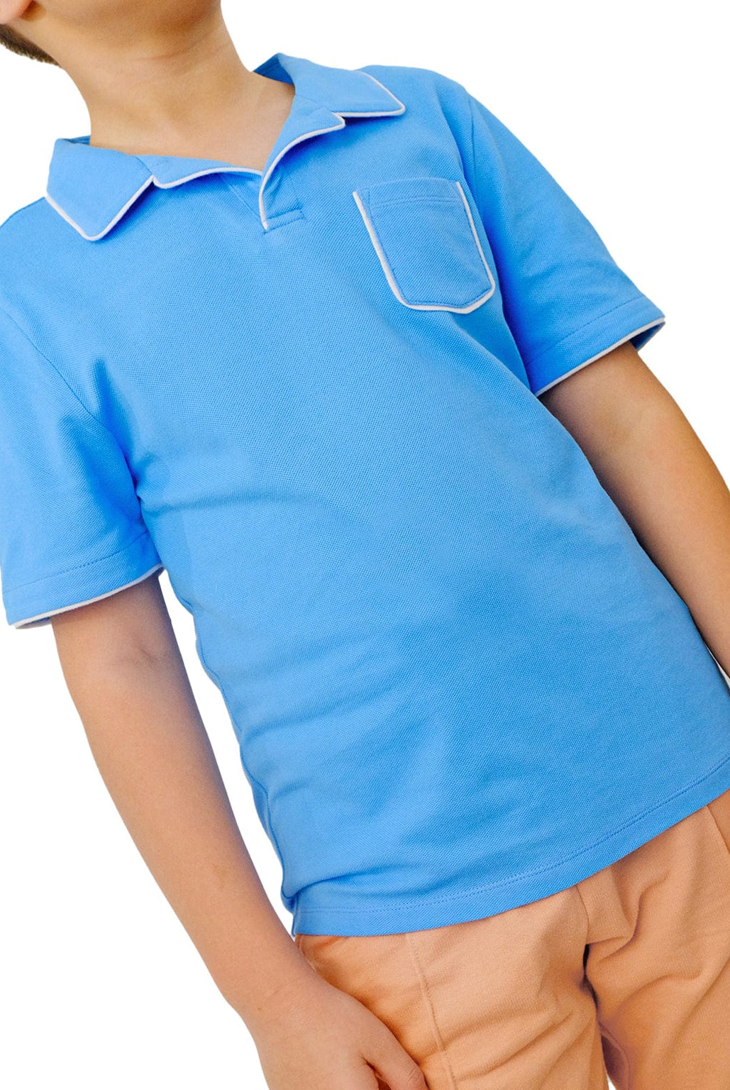 جينجرسنابس تيشيرت بولو ولادي نص كم بجيب أمامي