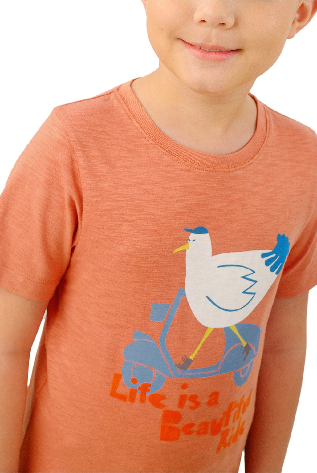 جينجرسنابس تيشيرت ولادي بطبعة أمامية نص كم