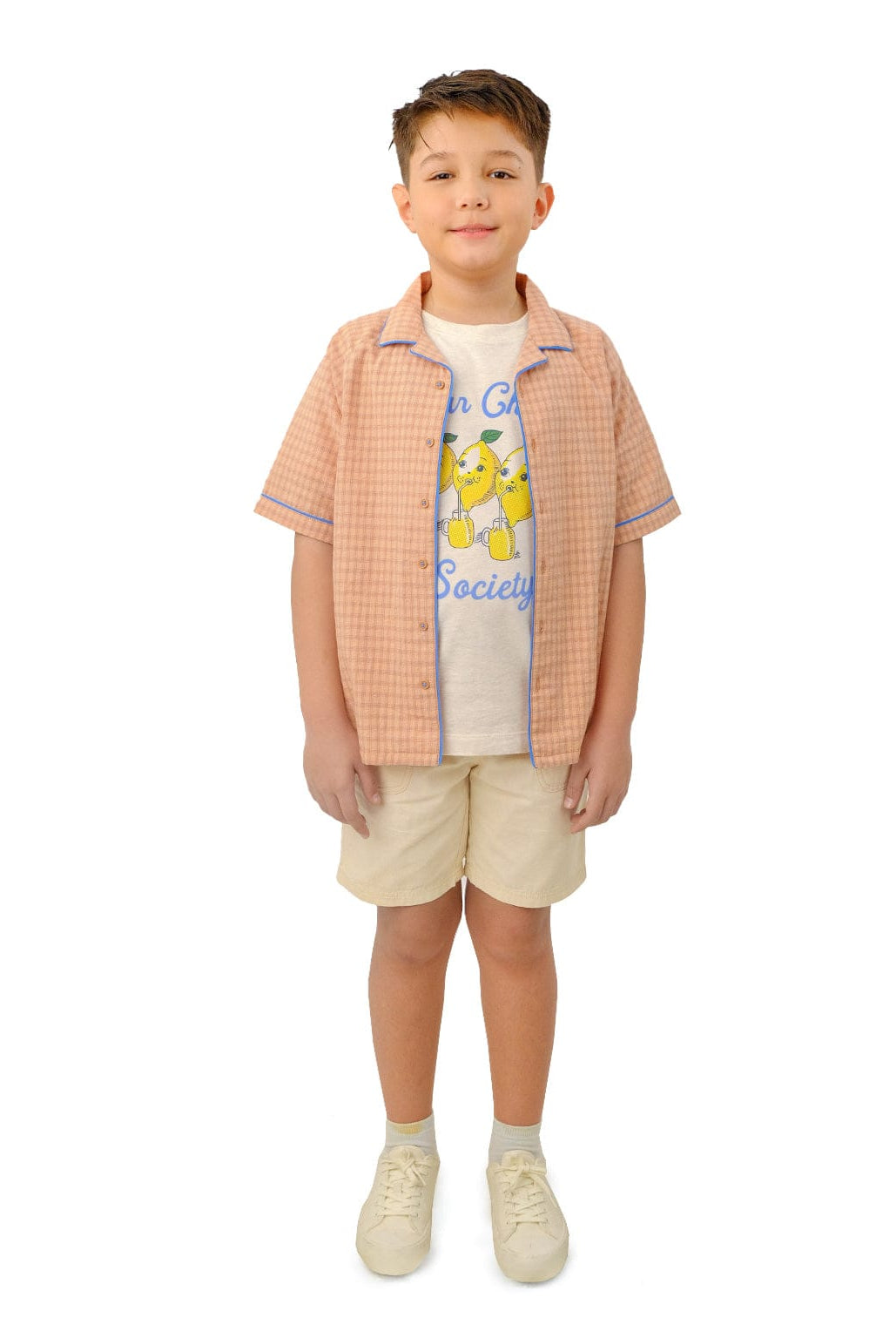 جينجرسنابس قميص بولو ولادي مربعات نص كم