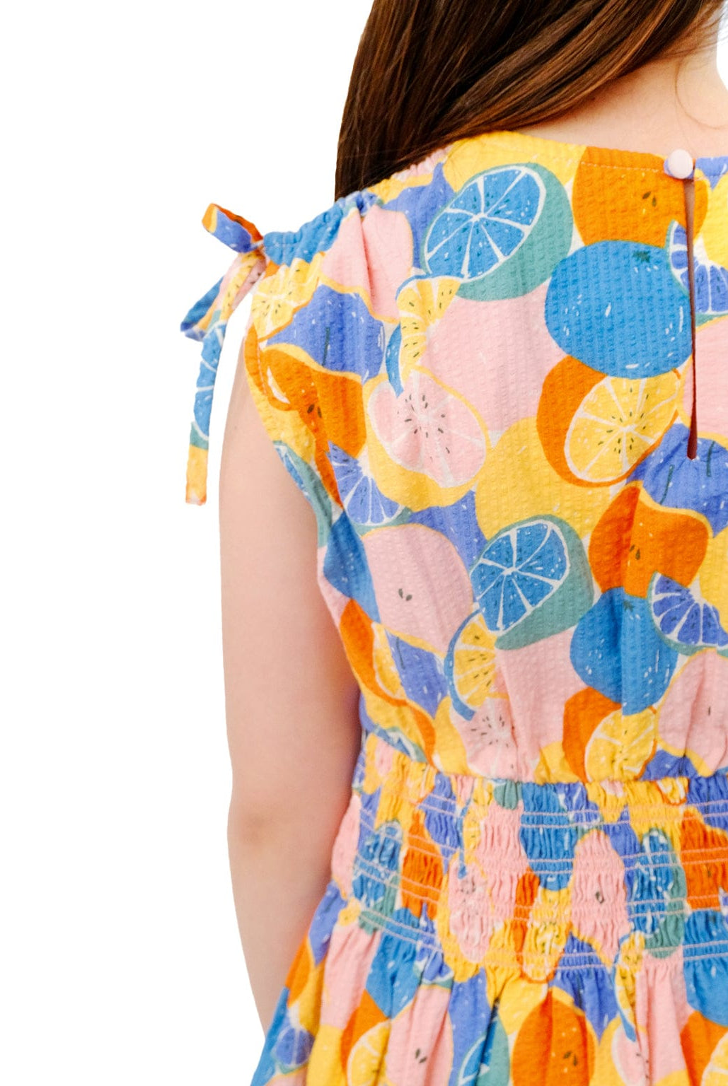 جينجرسنابس فستان ميدي مزين بفاكهة كم قصير مخصر بناتي