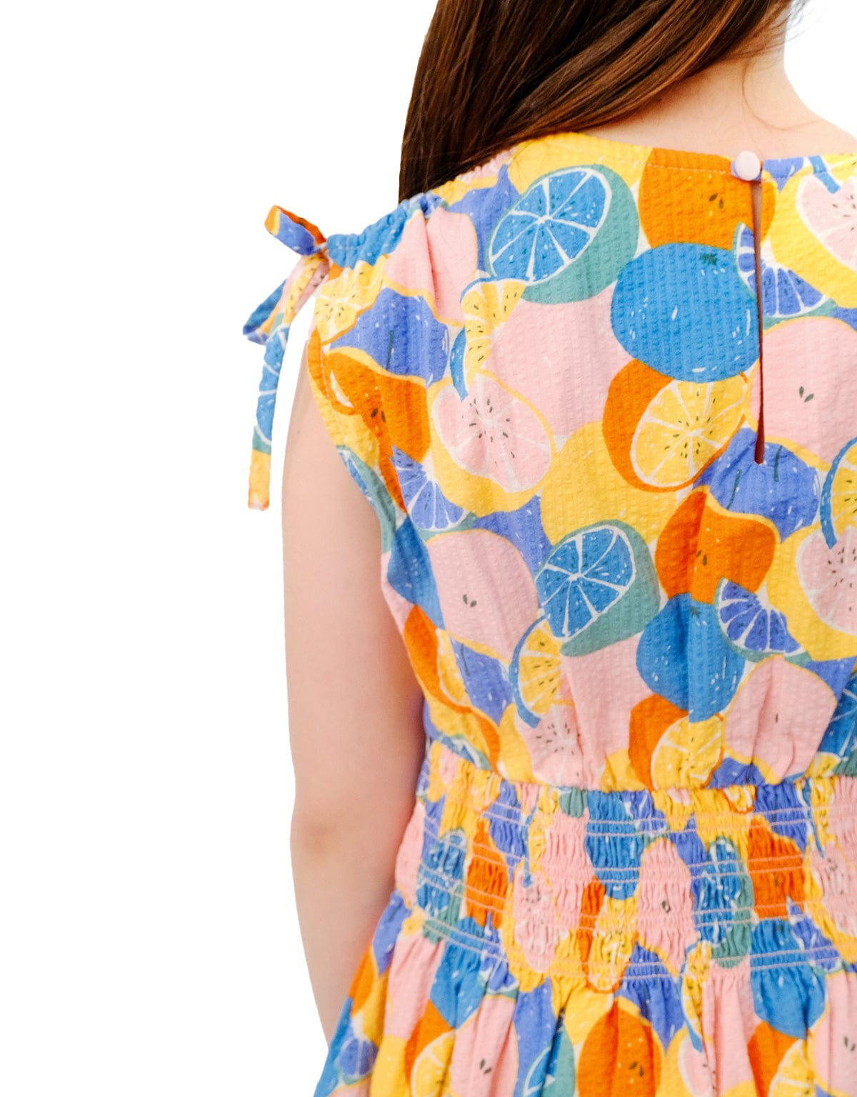 جينجرسنابس فستان ميدي مزين بفاكهة كم قصير مخصر بناتي