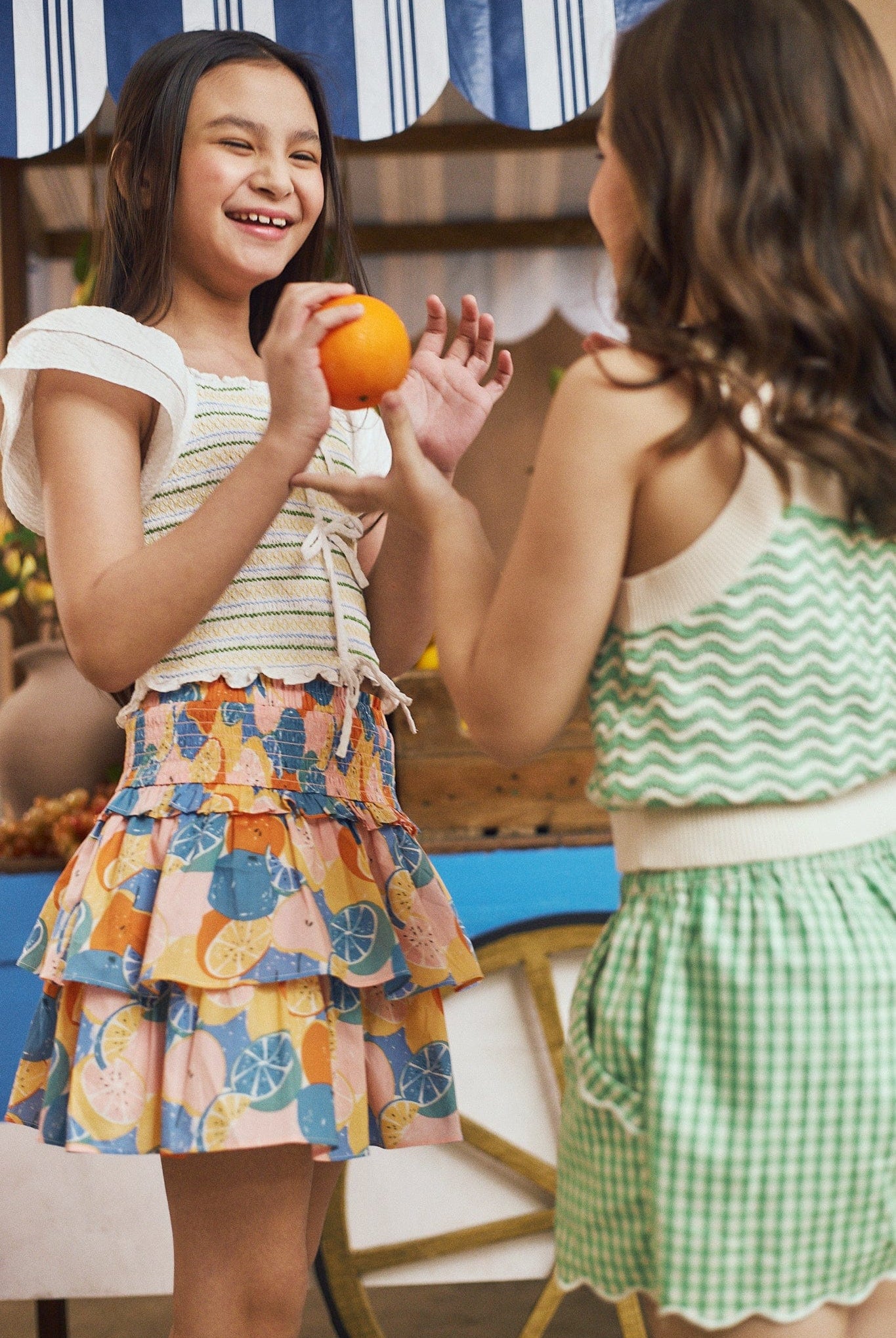 جينجرسنابس شورت بناتي مخطط بالعرض بجيوب جانبية