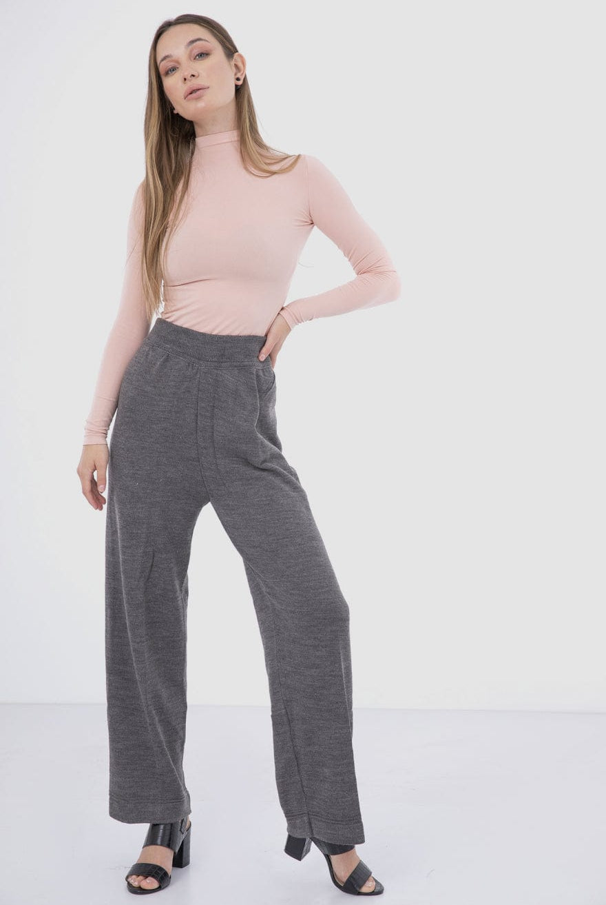 كارينا بلوزة سادة كم طويل من المايكروفايبر بياقة عالية نسائي