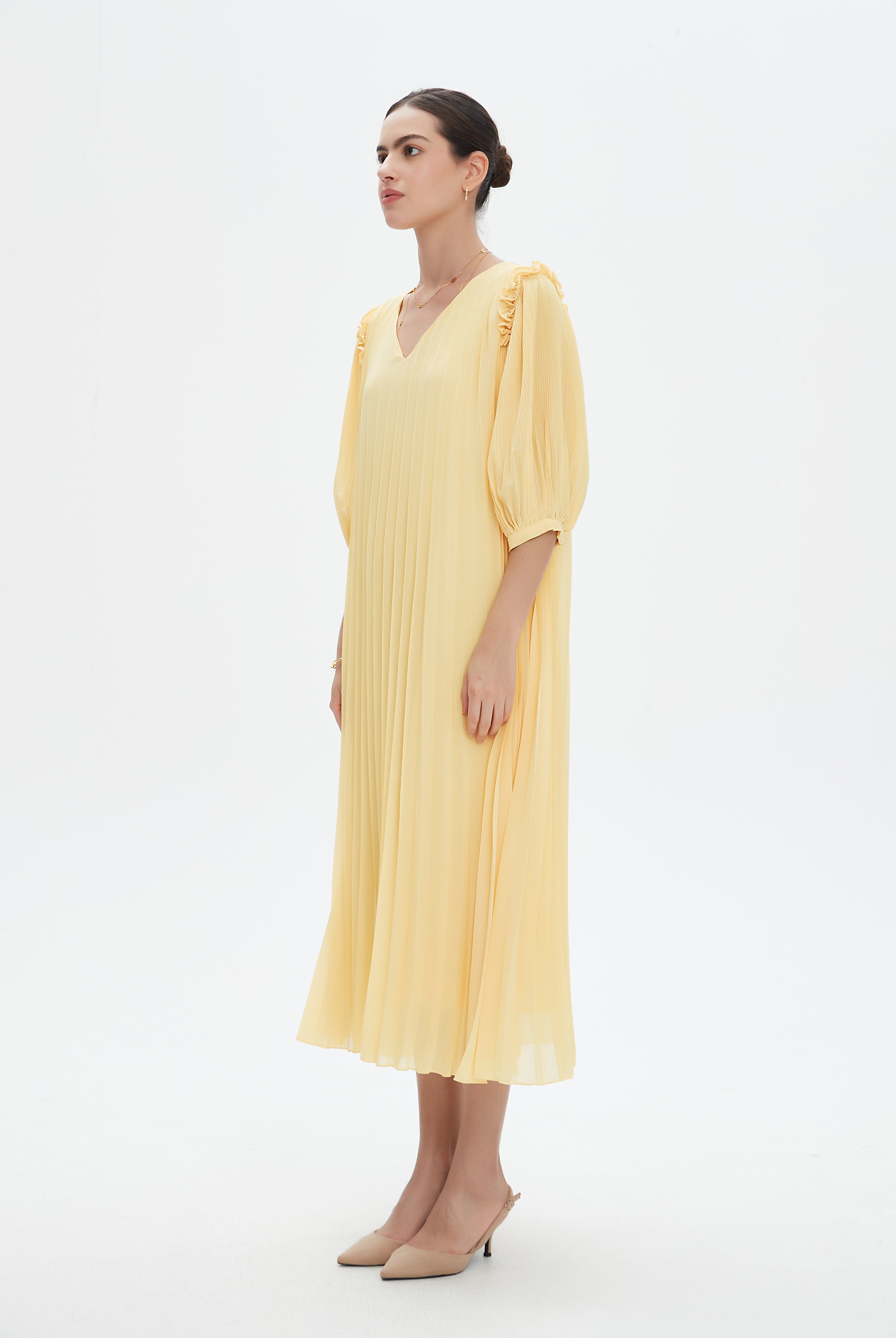 نتشي فستان ميدي 3/4 كم بليسيه نسائي