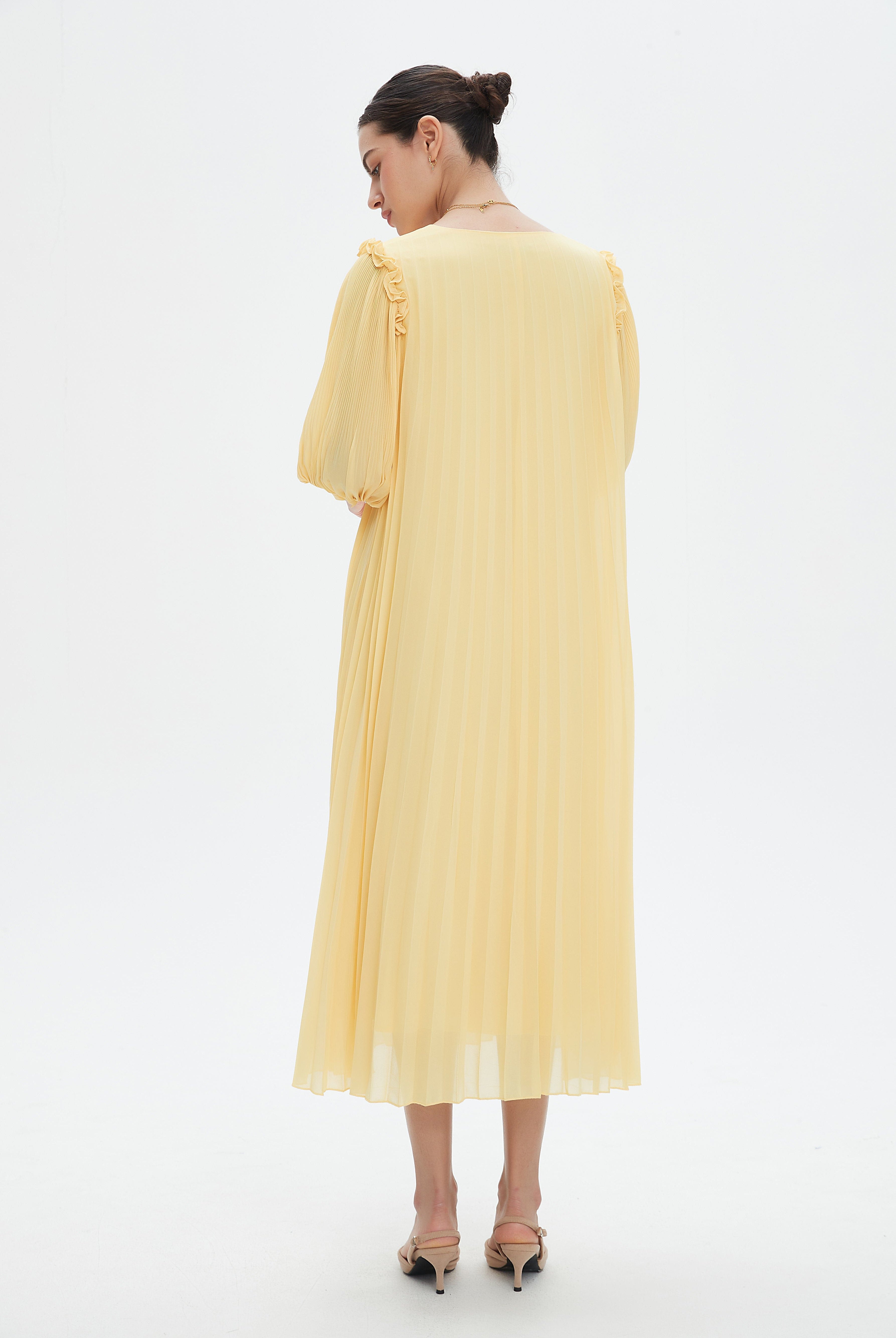 نتشي فستان ميدي 3/4 كم بليسيه نسائي