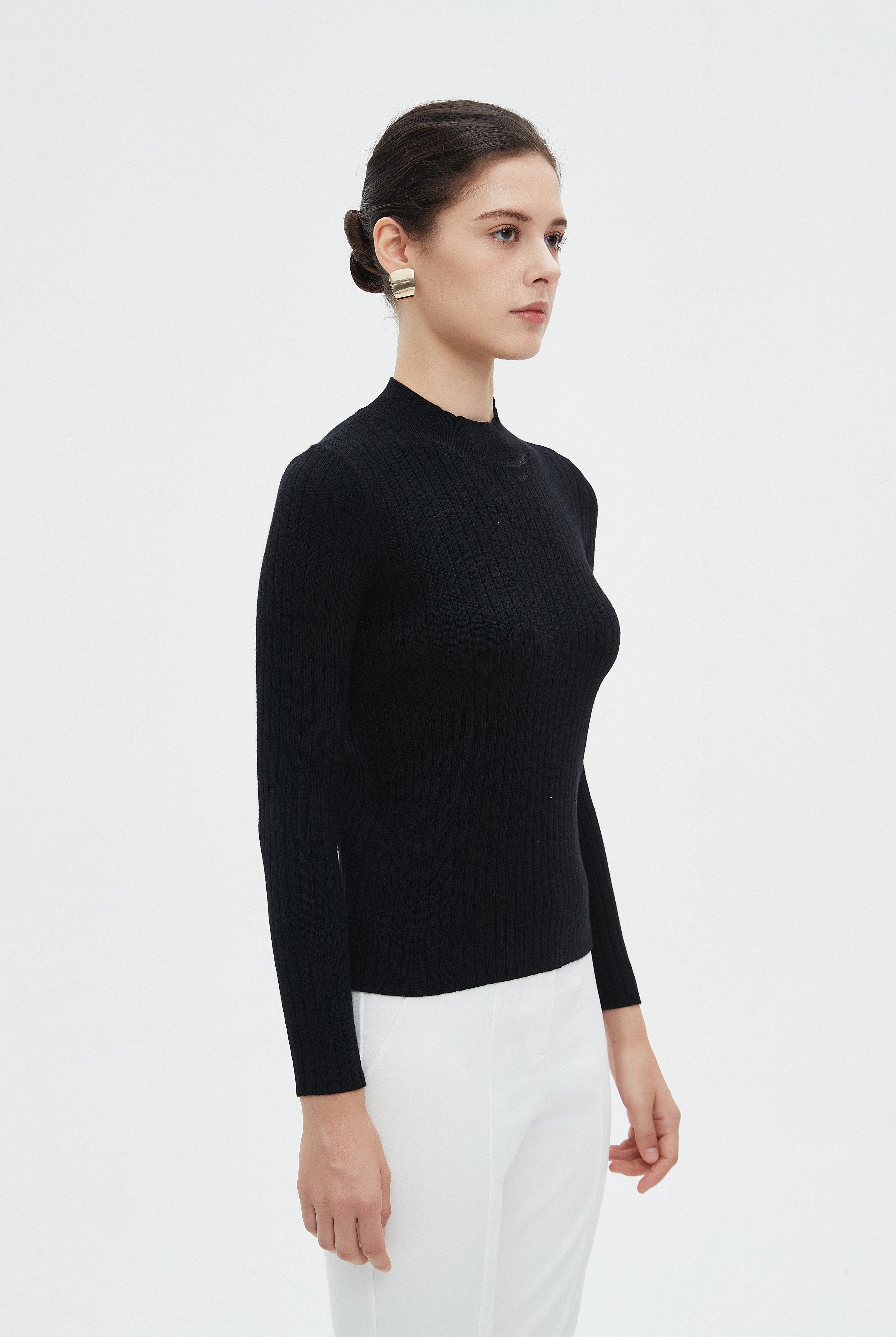 ميكا بلوزة نسائية شتوية بأكمام طويلة سادة