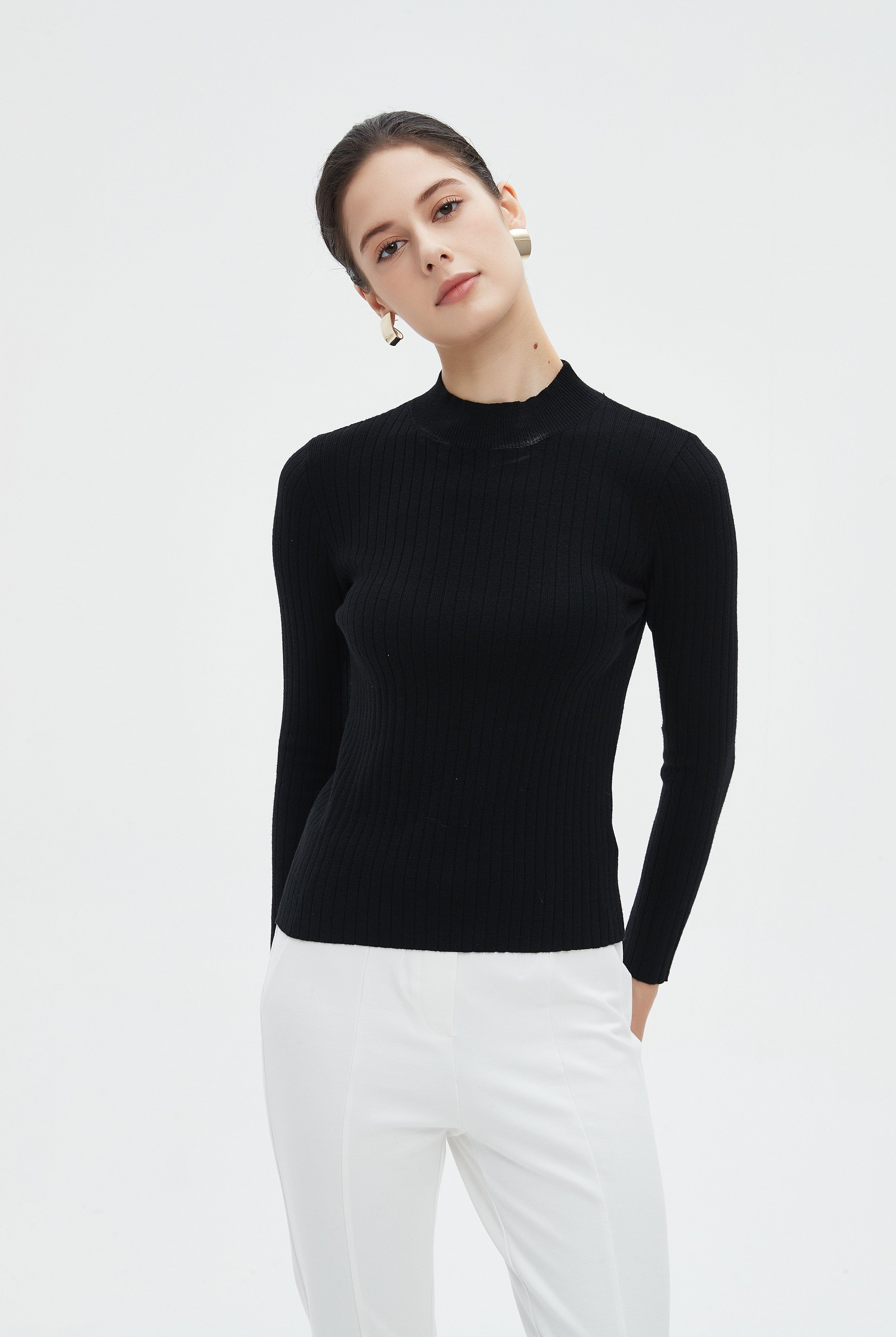 ميكا بلوزة نسائية شتوية بأكمام طويلة سادة