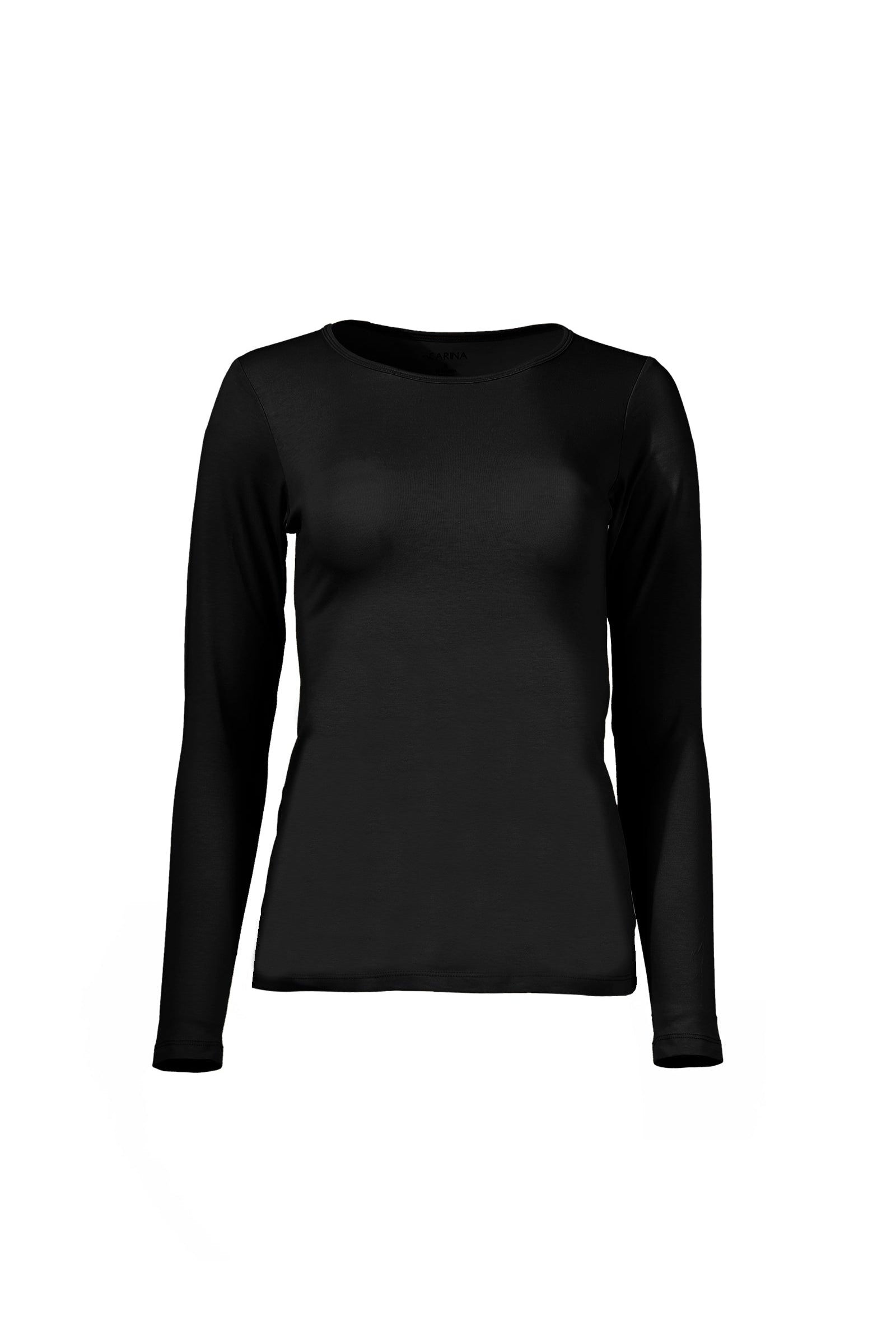 كارينا بلوزه بيضاء قطن سادة بياقة مستديرة