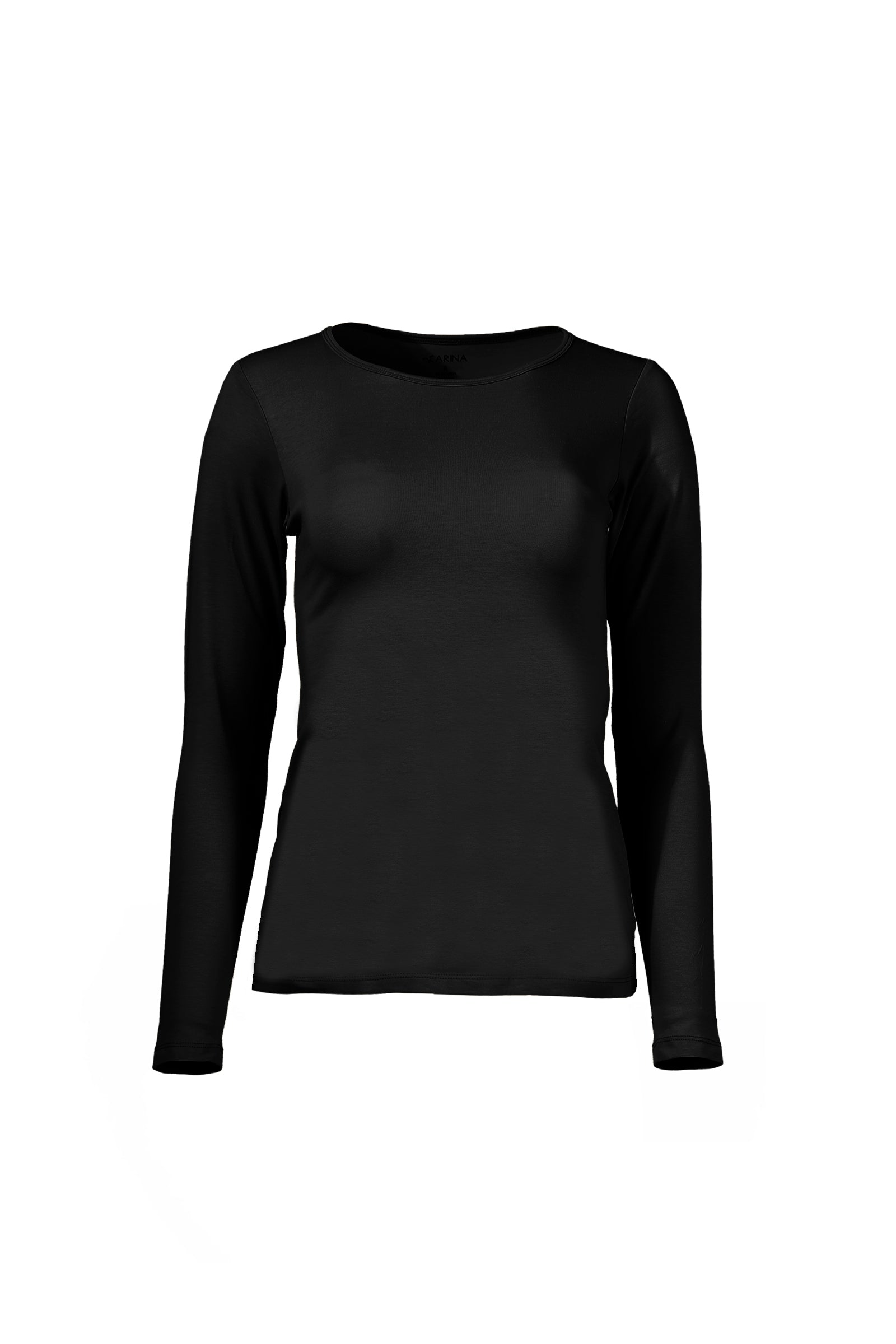 كارينا بلوزه بيضاء قطن سادة بياقة مستديرة