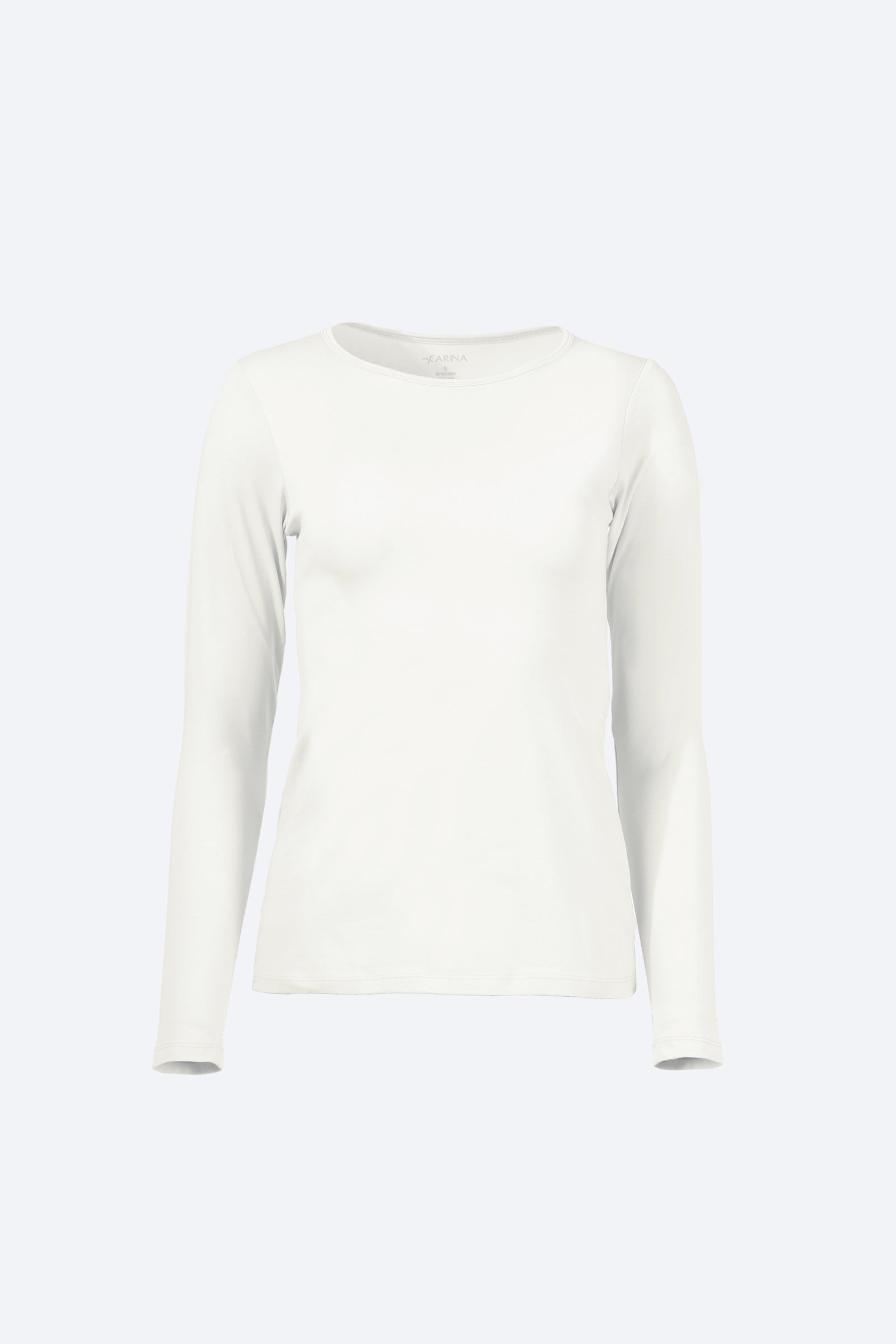 كارينا بلوزه بيضاء قطن سادة بياقة مستديرة