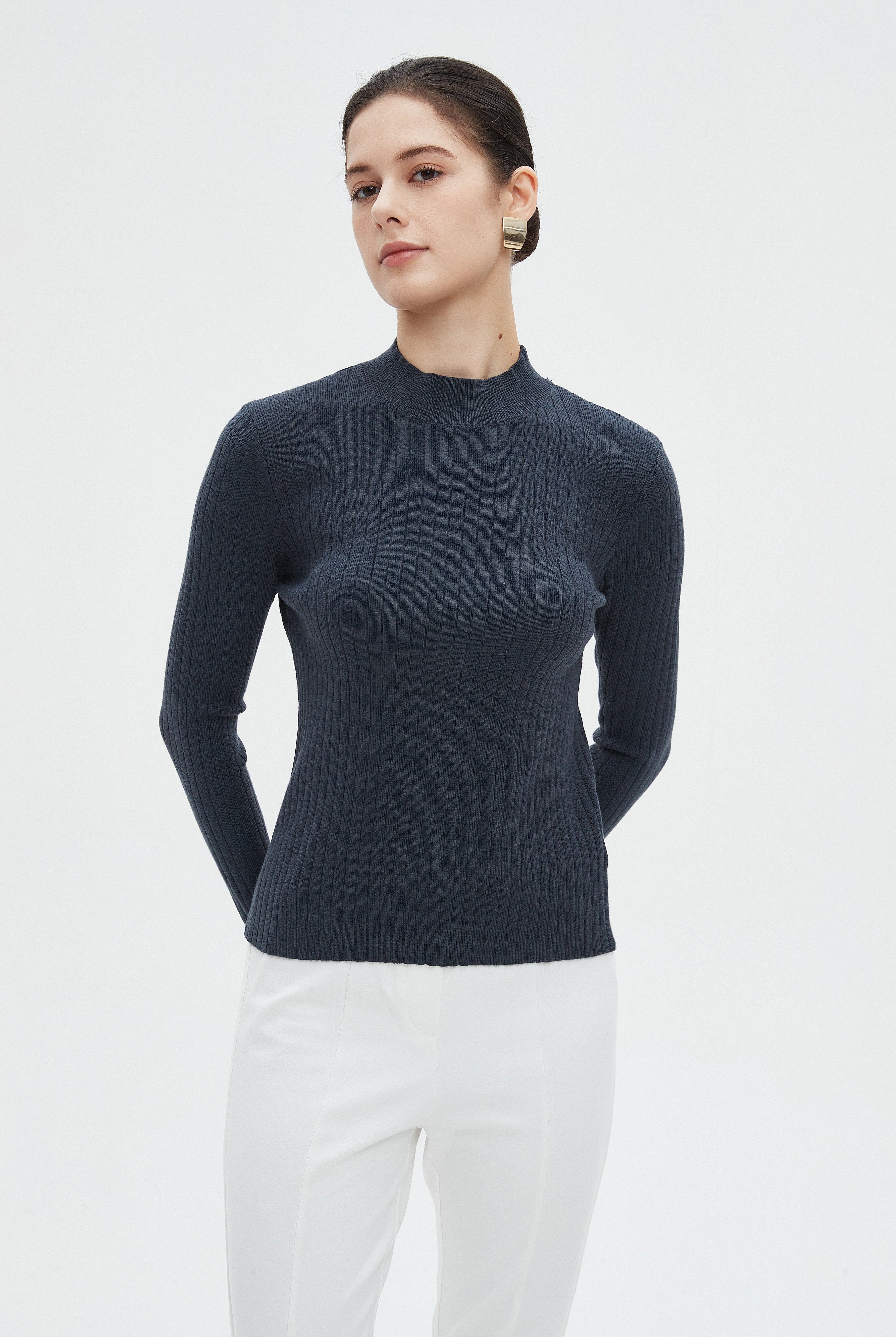 ميكا بلوزة نسائية شتوية بأكمام طويلة سادة