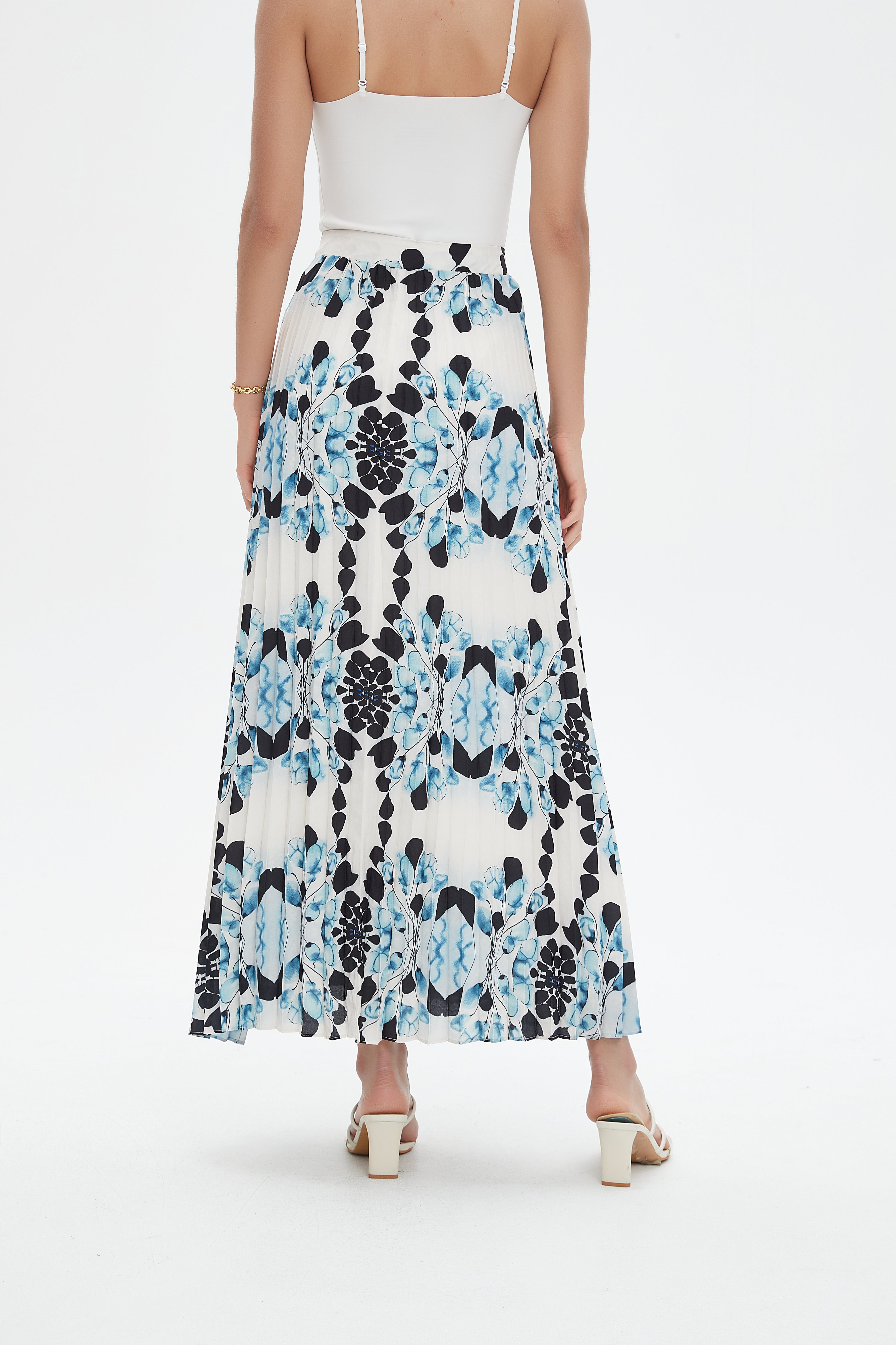 نتشي تنورة طويلة بليسيه موردة نسائي