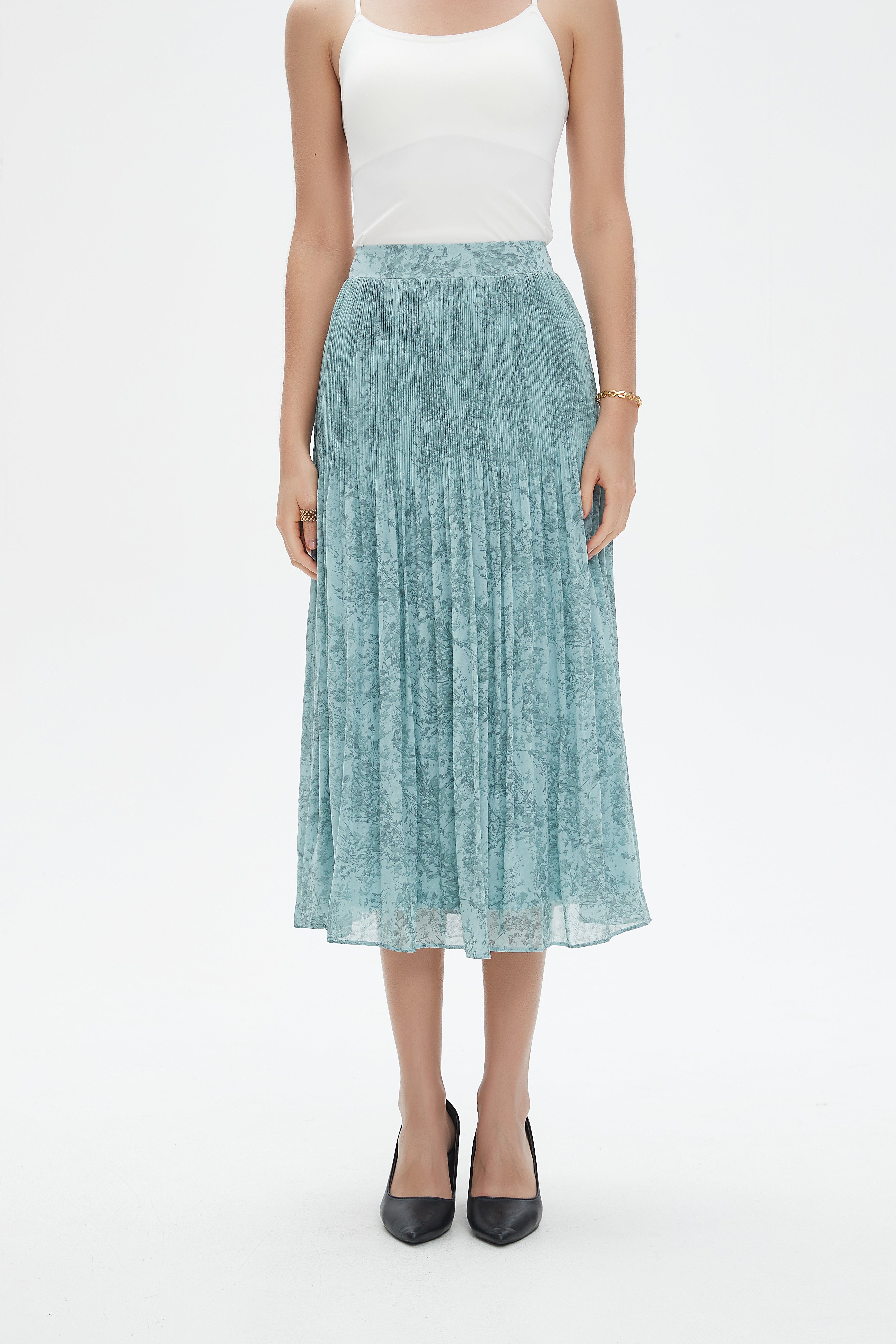 نتشي تنورة ميدي مشجرة شفافة خصر مرتفع نسائي