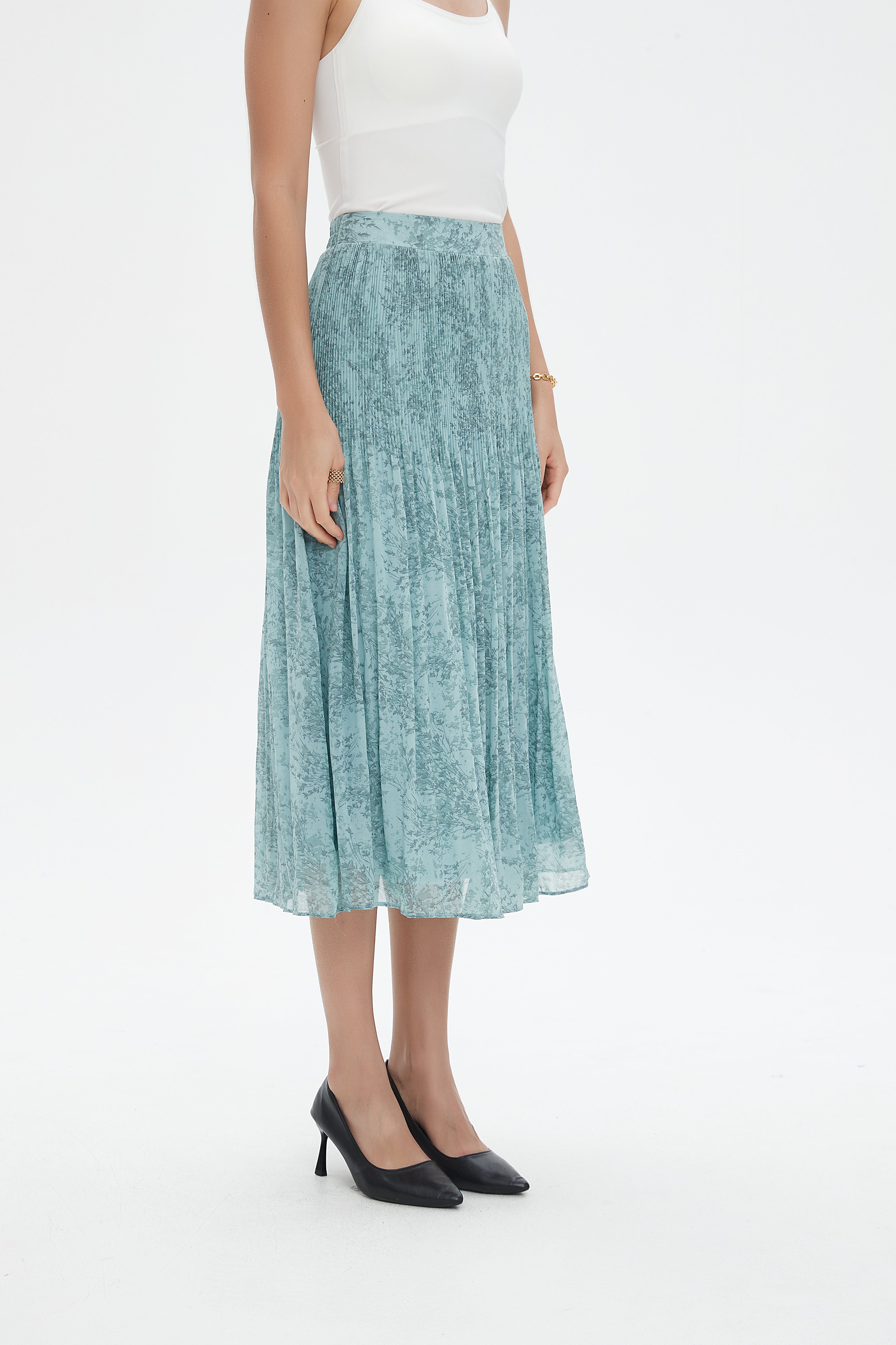 نتشي تنورة ميدي مشجرة شفافة خصر مرتفع نسائي