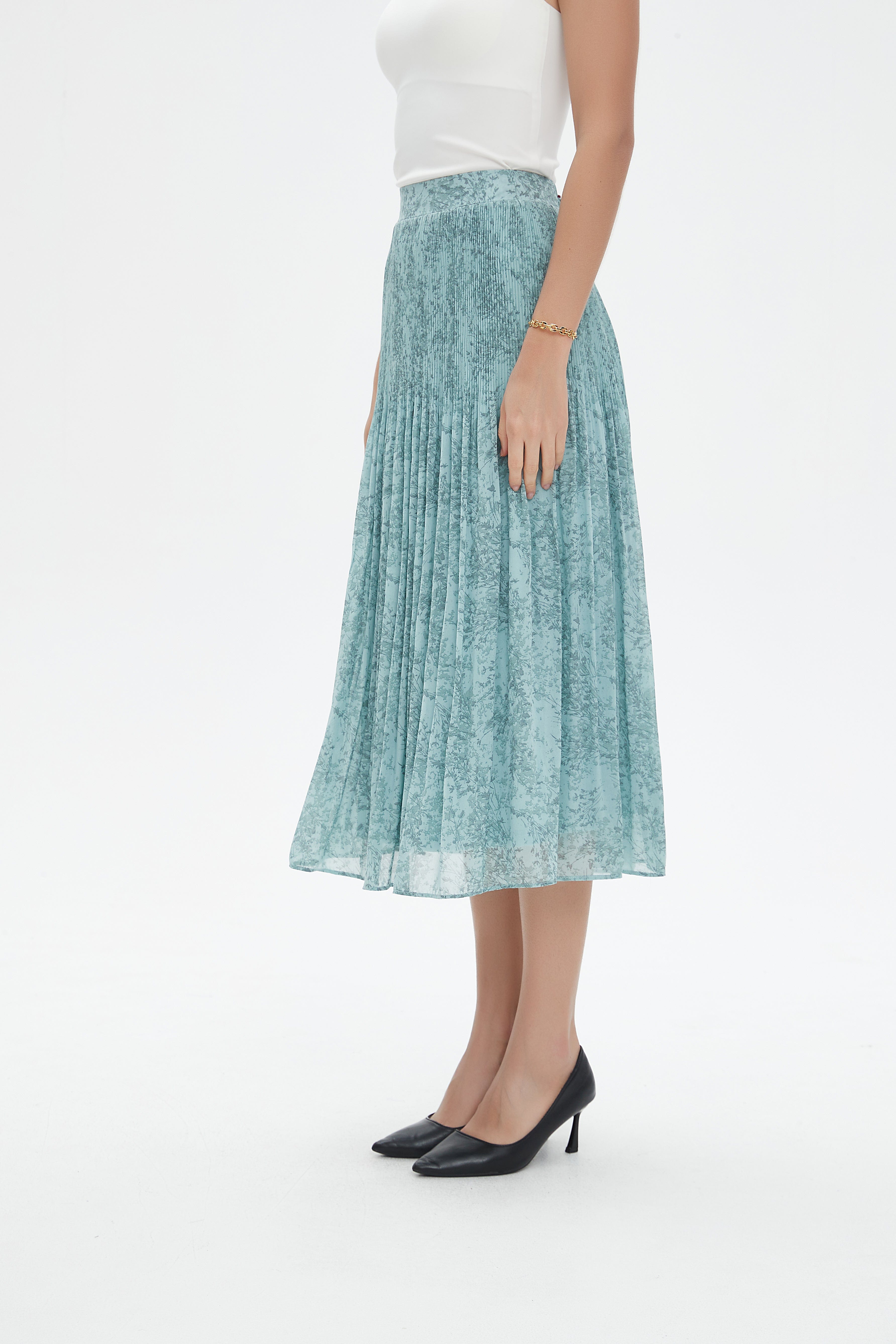 نتشي تنورة ميدي مشجرة شفافة خصر مرتفع نسائي