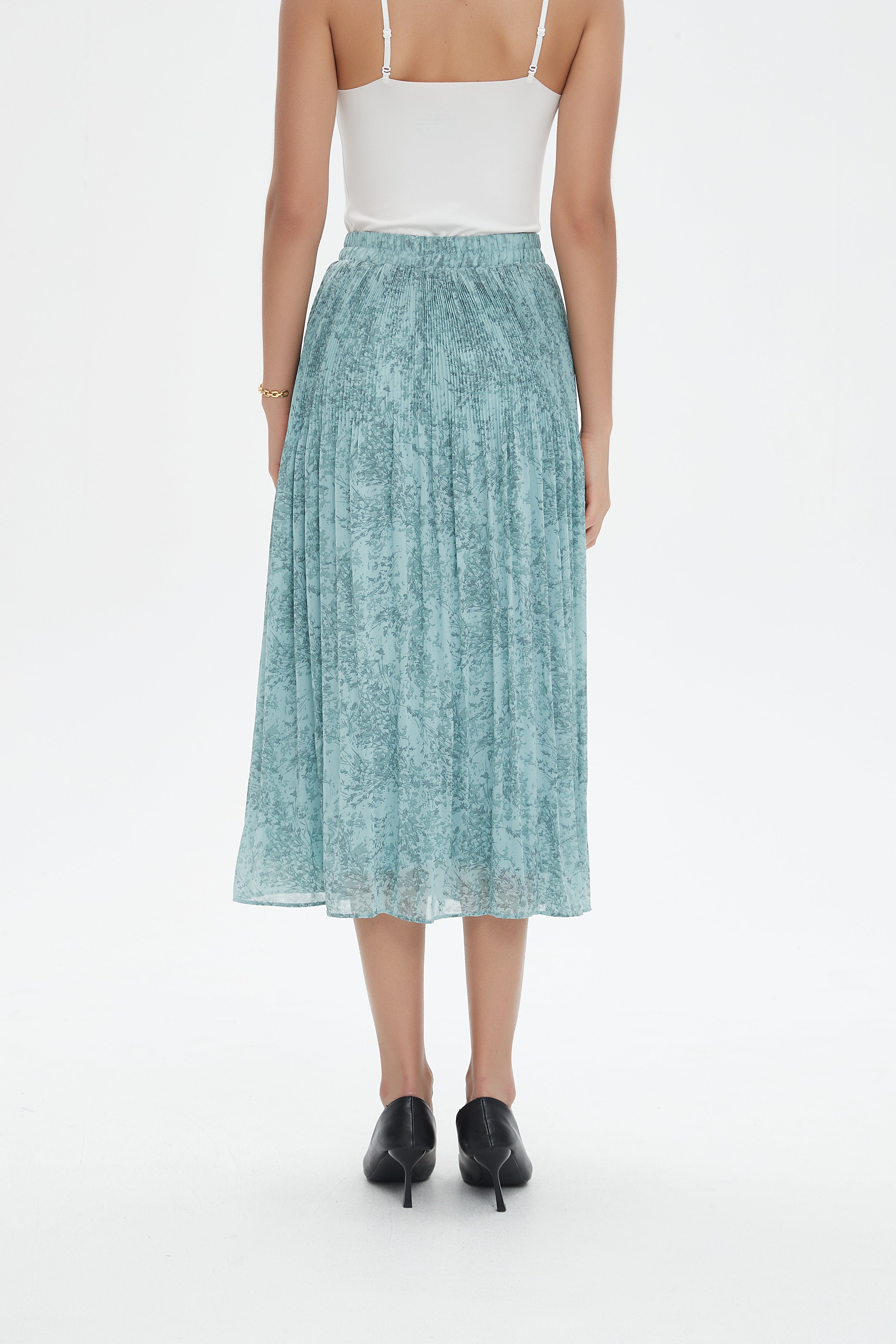 نتشي تنورة ميدي مشجرة شفافة خصر مرتفع نسائي