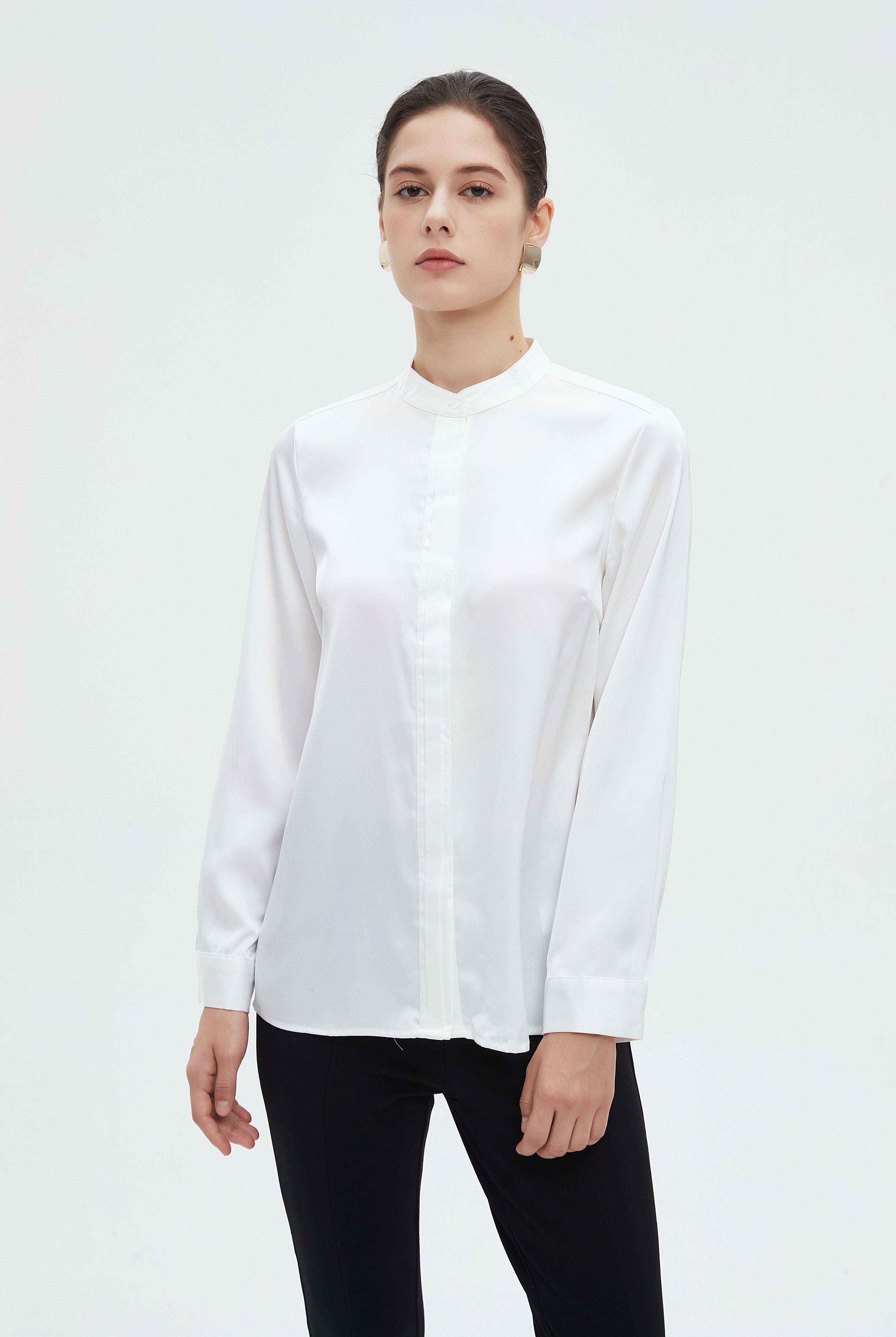 ميكا بلوزة نسائية سادة طويلة بكم طويل